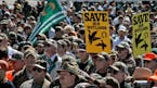 Thousands gathered at the Minnesota State Capitol Mall for the Rally for Ducks, Wetlands and Clean Water on April 2, 2005. As many as 6,000 attended t