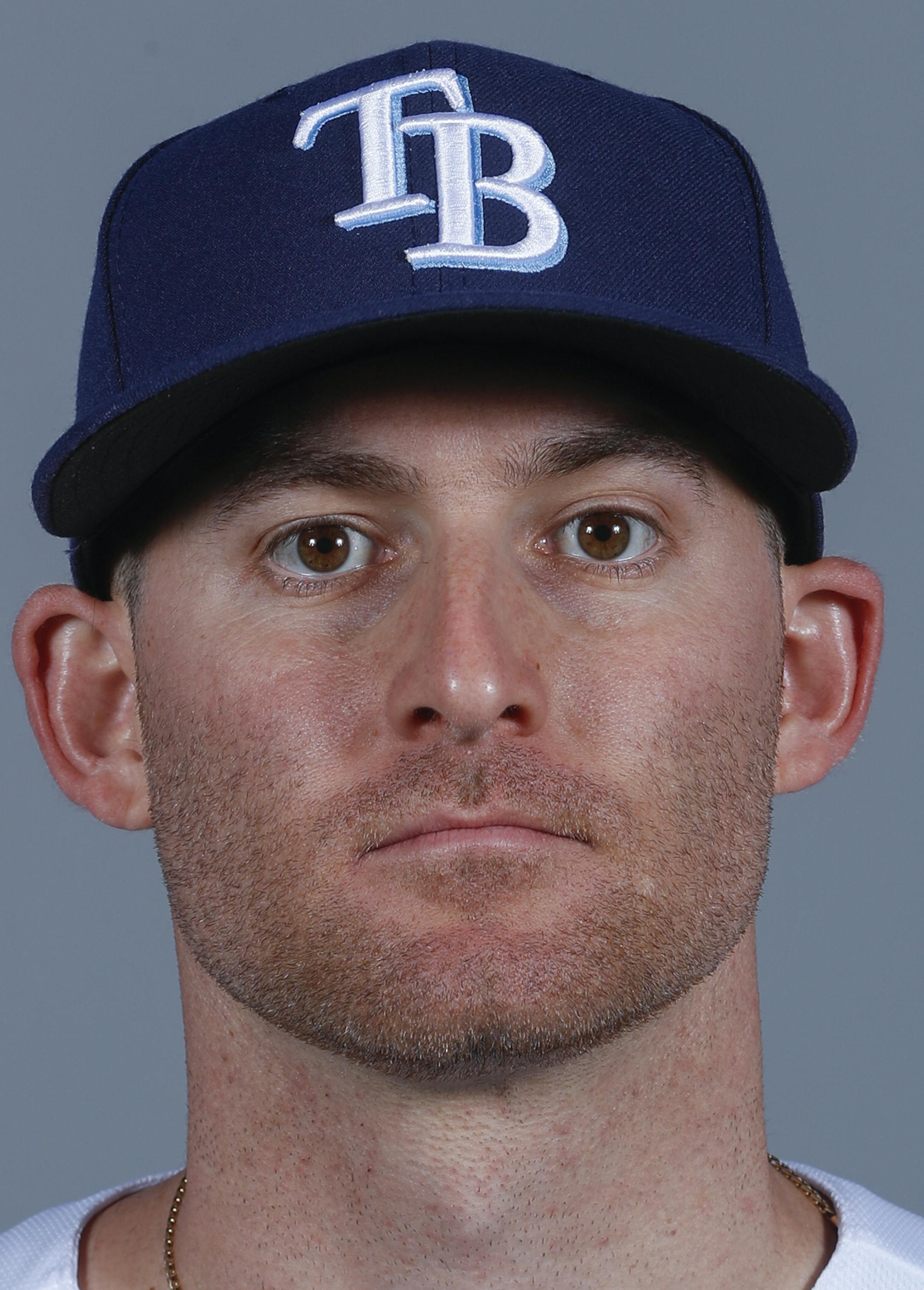 This is a 2018 photo of Brad Miller of the Tampa Bay Rays baseball team. This image reflects the spring training active roster as of Sunday, Feb. 18, 2018 when this image was taken. (AP Photo/John Minchillo) ORG XMIT: FLJM