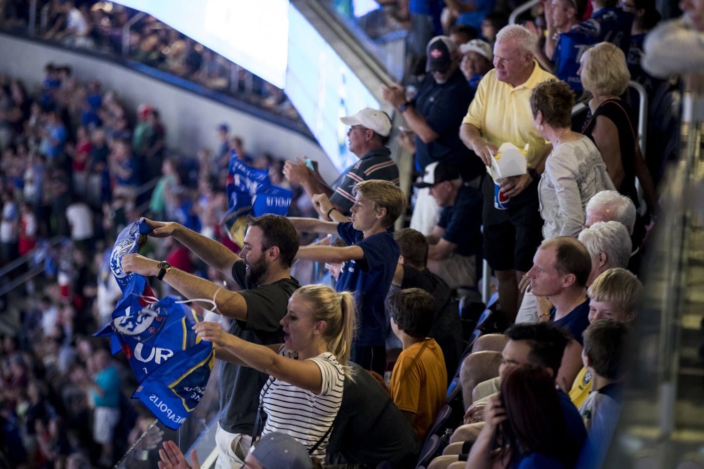 Fans cheered as Chelsea scored the first goal against A.C. Milan Wednesday at U.S. Bank Stadium in the first game played at the new downtown Minneapolis facility.