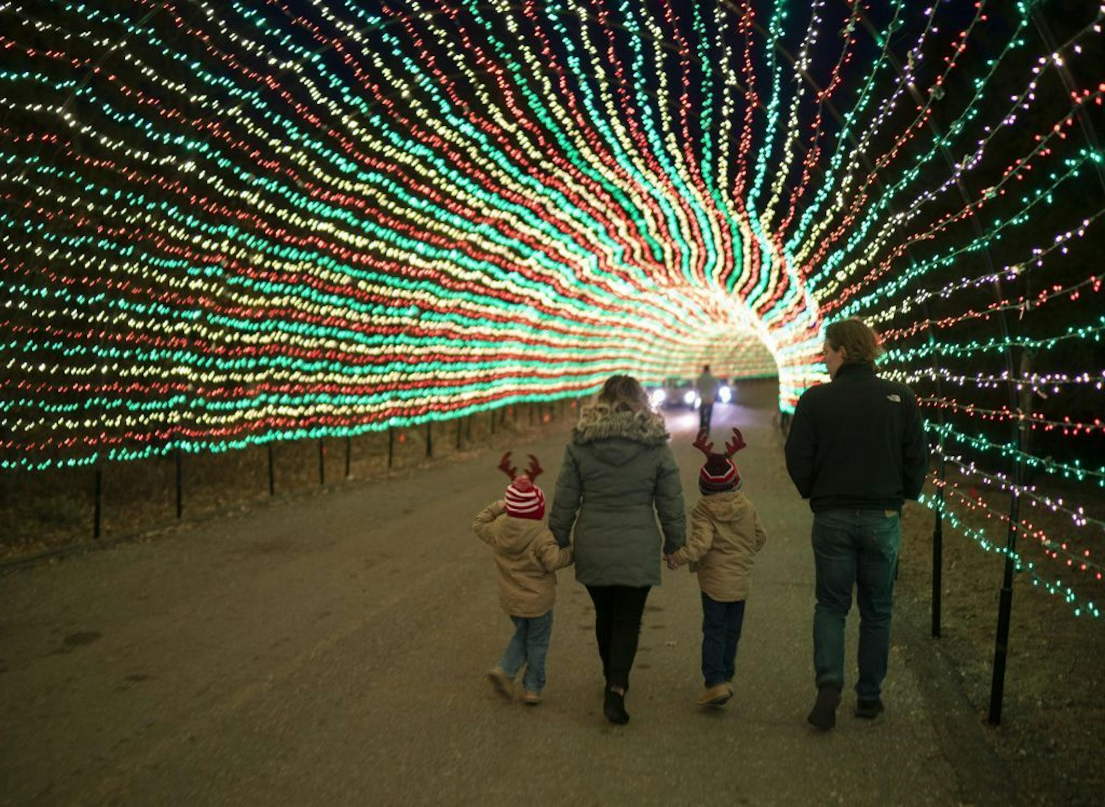 Visitors walked through the 540 foot long entrance tunnel lit with 220,000 lights.