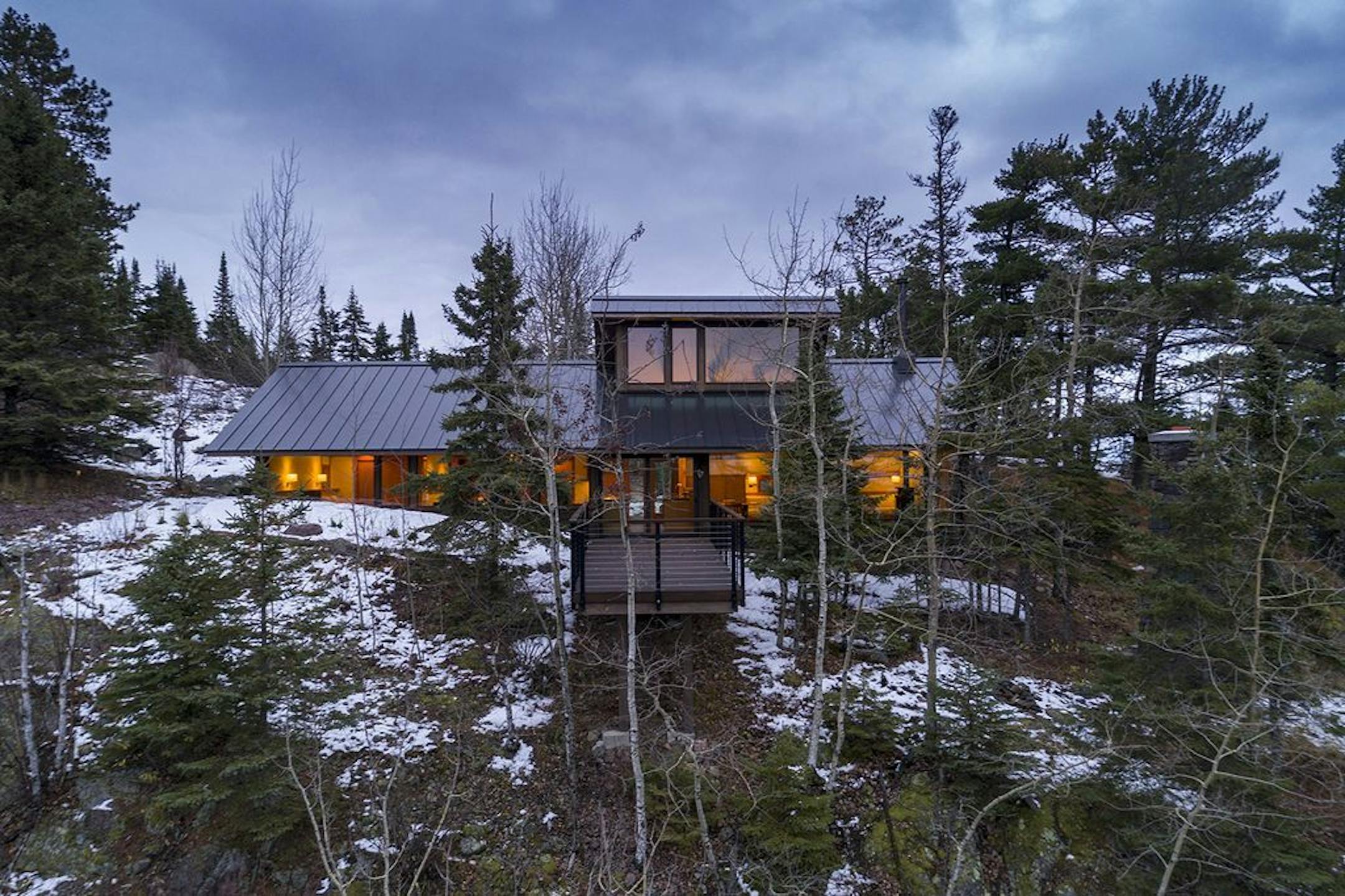 The North Shore cabin is on 1/8 of an acre across from Hwy. 61 and Lake Superior.