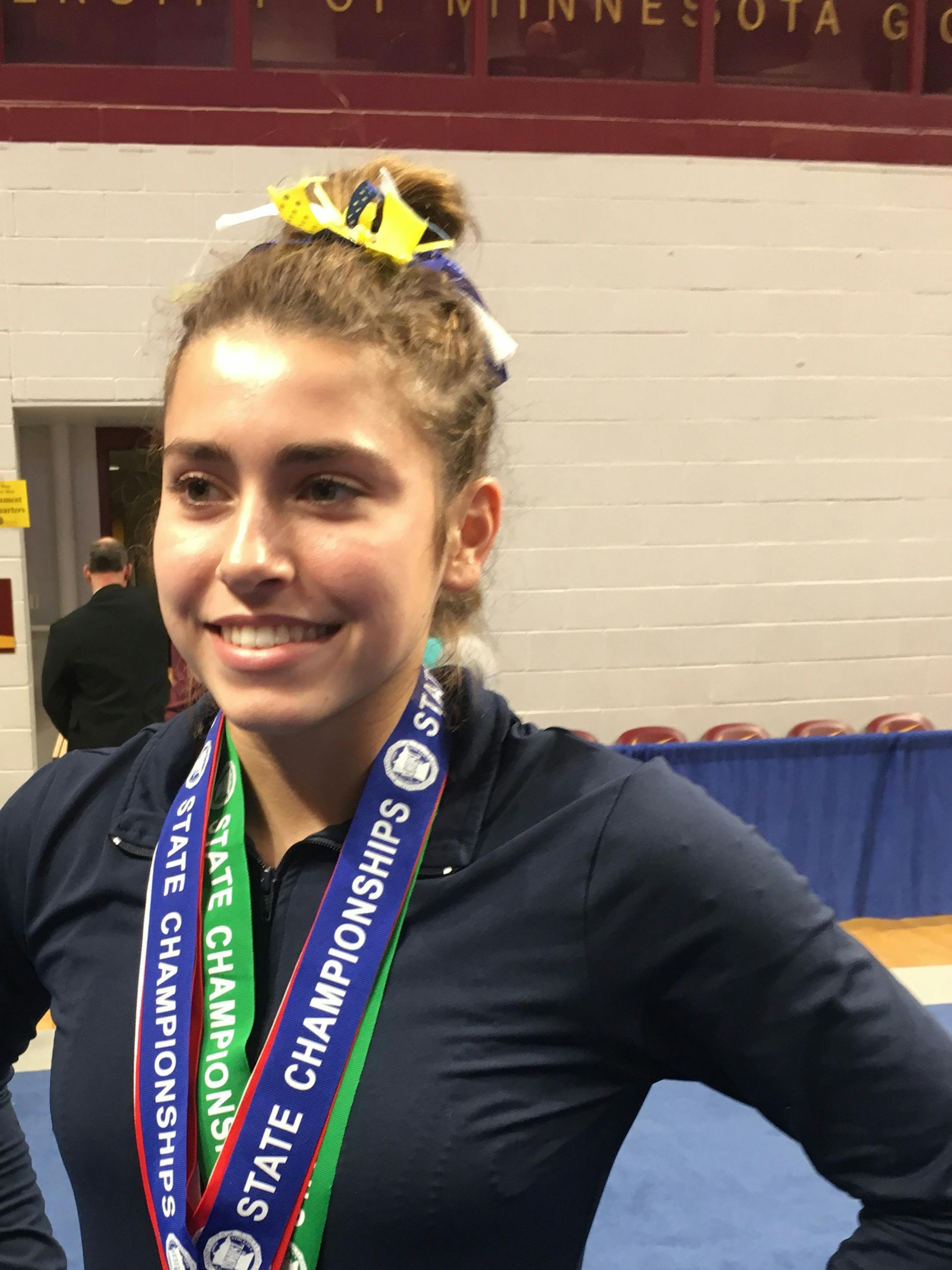 Mahtomedi's Bella Frattalone after the state meet on Saturday. Jim Paulsen photo.