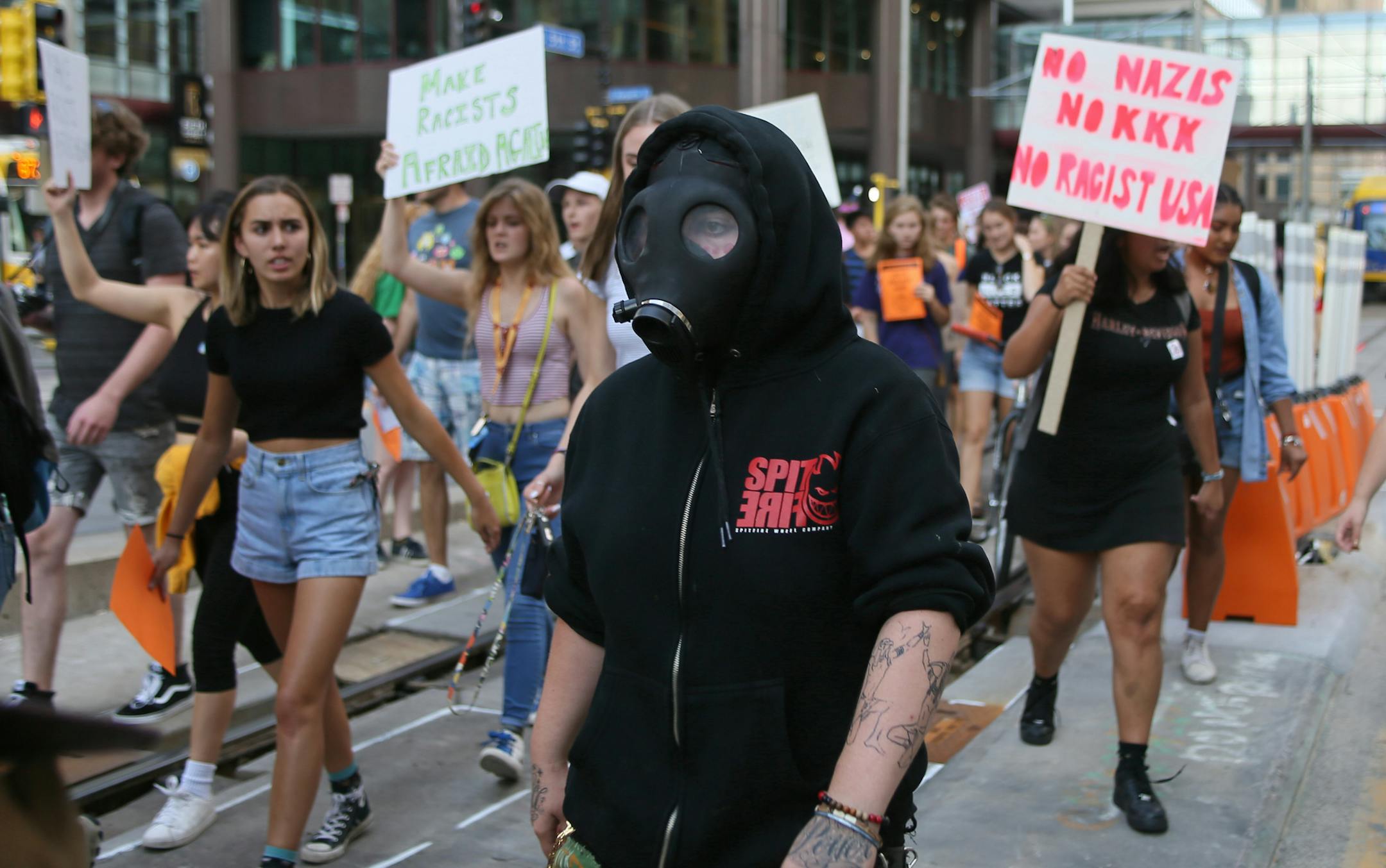 Youth groups, schools and activist organizations across the county marched in this Day of Action which ended up briefly shutting down traffic and light rail service in downtown Minneapolis during the evening rush hour on Friday, Sept. 15, 2017. ] Shari L. Gross ï shari.gross@startribune.com Youth groups, schools and activist organizations across the county marched in this Day of Action which included a rally at the Government Plaza in downtown Minneapolis and ended with a march through down
