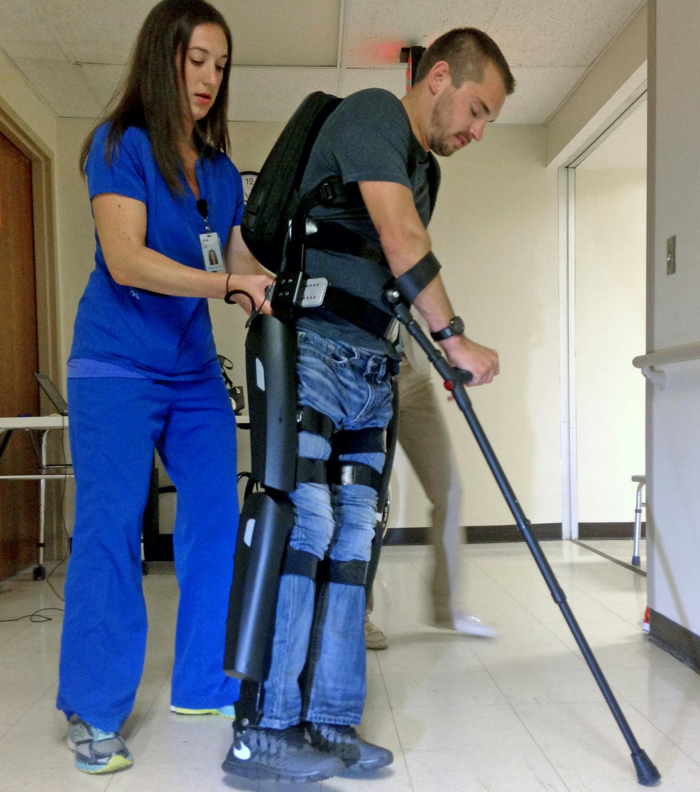 Isaac Schreurs, a motorsports racer who has been paralyzed from the waist down for a decade, walked again this week. In a south Minneapolis hospital, Schreurs walked using the FDA's only approved exoskeleton for spinal cord injuries.