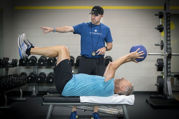 Personal trainer Ryan Walseth worked with client Jeff Slocum at The Fitspace, Thursday, August 24,2017 in St. Louis Park, MN. Walseth has worked with 