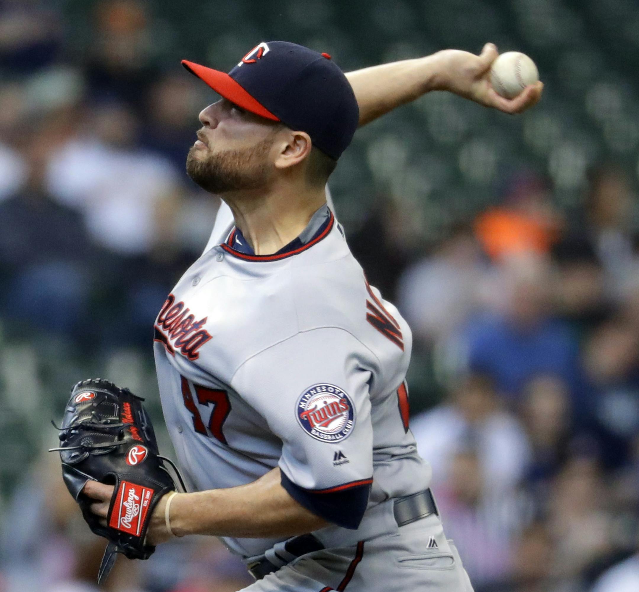 Minnesota Twins starting pitcher Ricky Nolasco throws during the first inning of a baseball game against the Milwaukee Brewers Thursday, April 21, 2016, in Milwaukee. (AP Photo/Morry Gash)