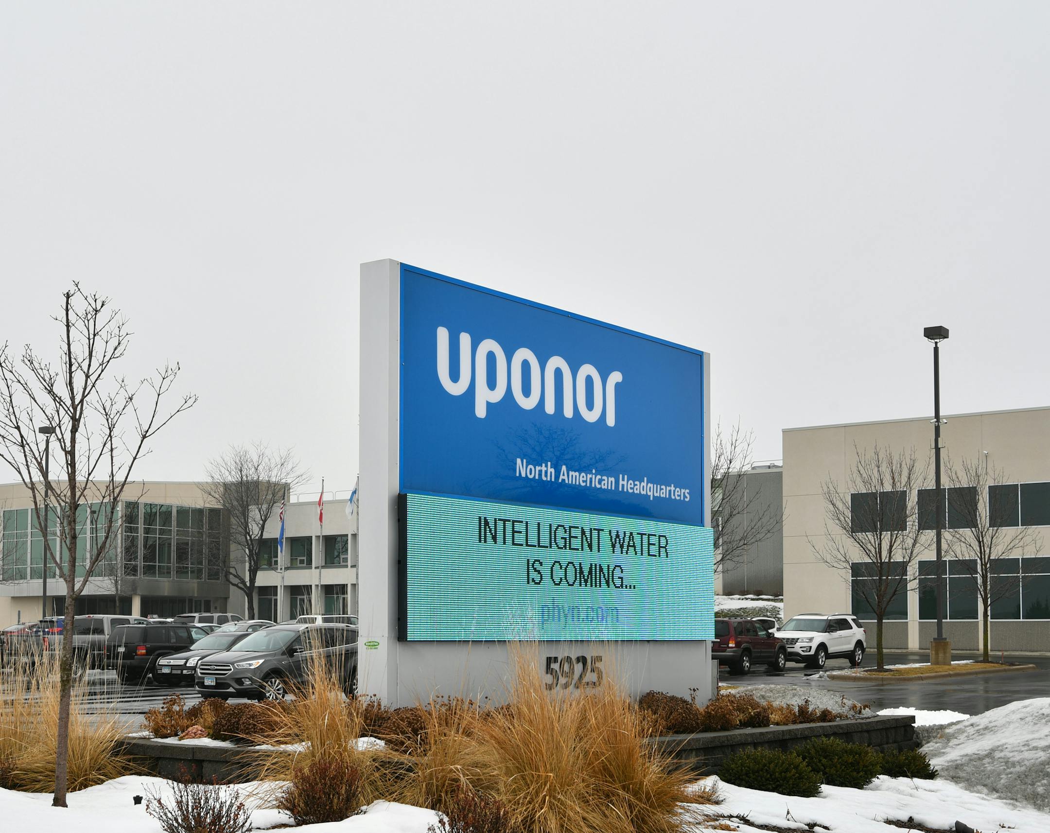 Uponor North American Headquarters in Apple Valley, MN. ] GLEN STUBBE * gstubbe@startribune.com Friday January 20, 2017 Visit to Uponor North American Headquarters in Apple Valley. There is a worker safety meeting taking place where employee safety suggestions are being reviewed. Also will tour new air filtration systems being installed to mitigate fumes from melted extruded plastic. New equipment cost hundreds of thousands of $.