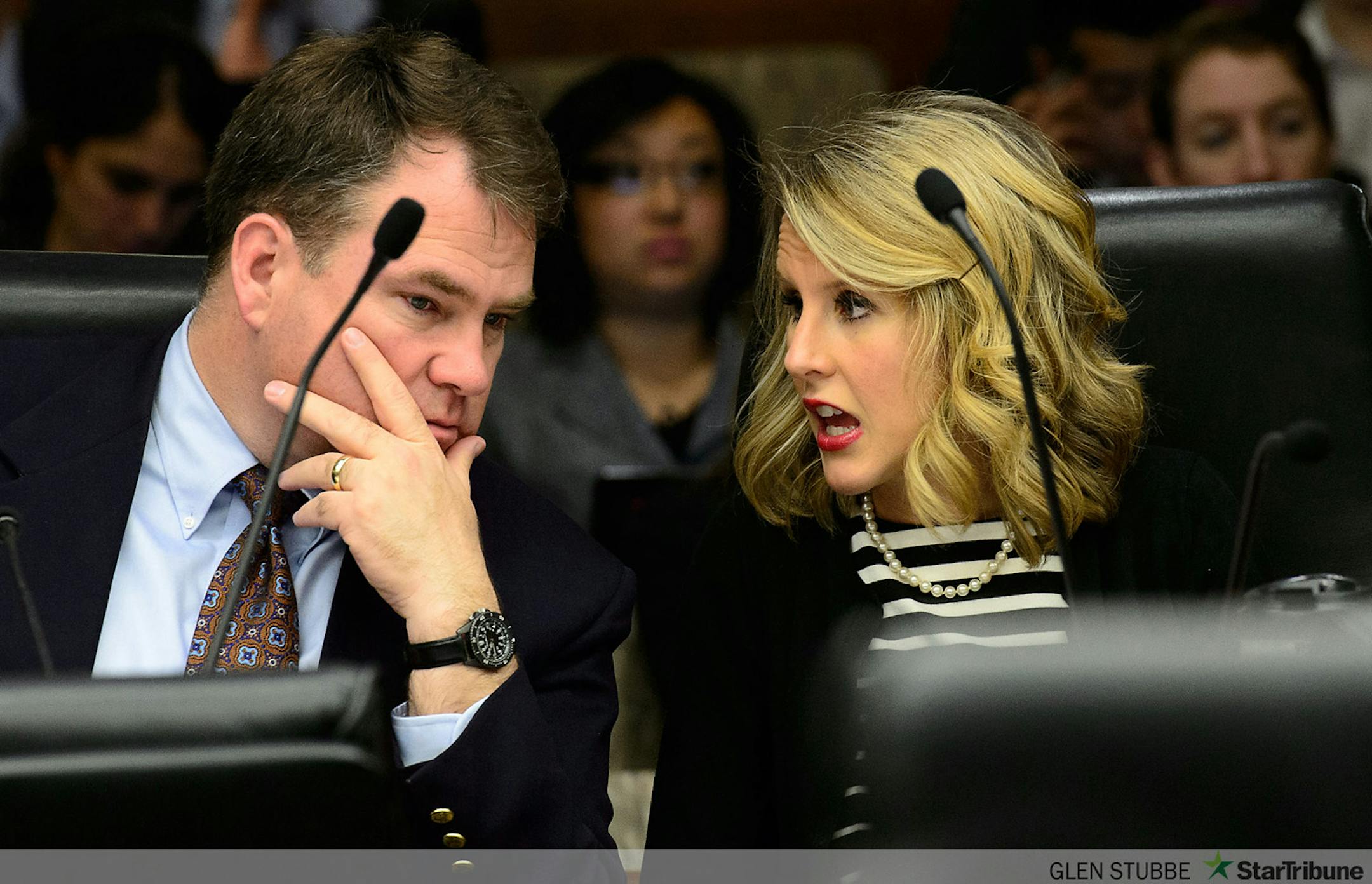 GOP Reps Joe Hoppe, R-Chaska and Tara Mack, R-Apple Valley had some tough questioning of MNsure officials during MnSure Oversight Committee at the State Capitol.       ]   GLEN STUBBE * gstubbe@startribune.com   Wednesday, April 9, 2014