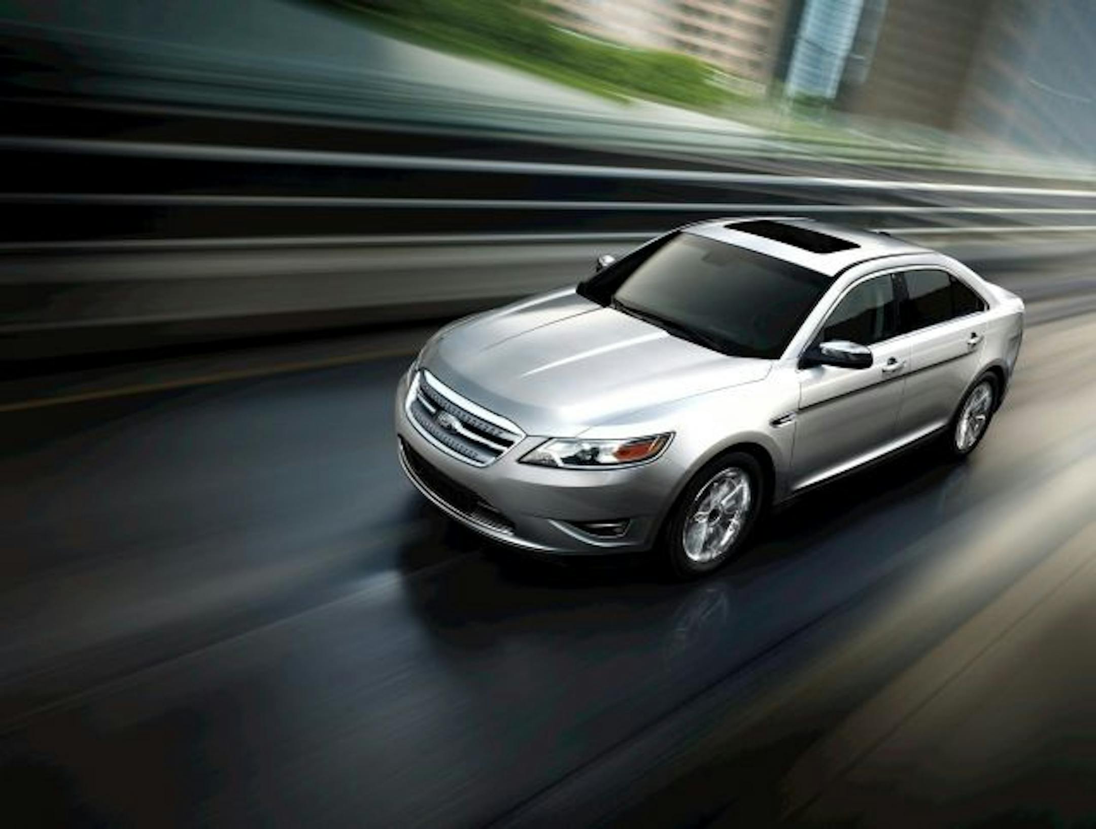 The 2011 Ford Taurus with front-wheel drive is rated at 28 miles per gallon on the highway, 18 in the city.