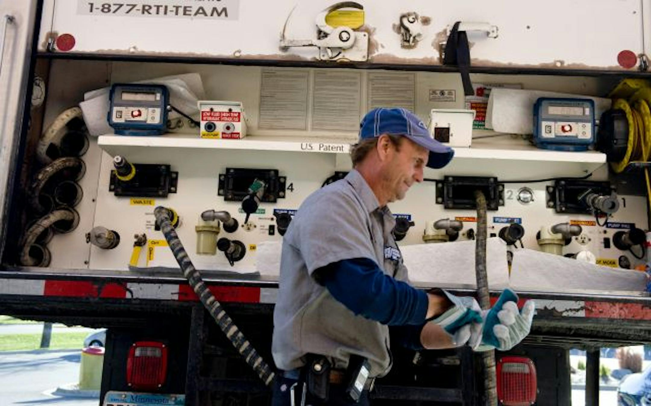 Jimmy Micek of Restaurant Technologies removed waste oil from McDonalds in Eagan and delivered fresh cooking oil. The $250 billion, 600-person company has automated the messy and dangerous job of delivering fresh cooking oil and removing used oil from restaurants and institutional kitchens.