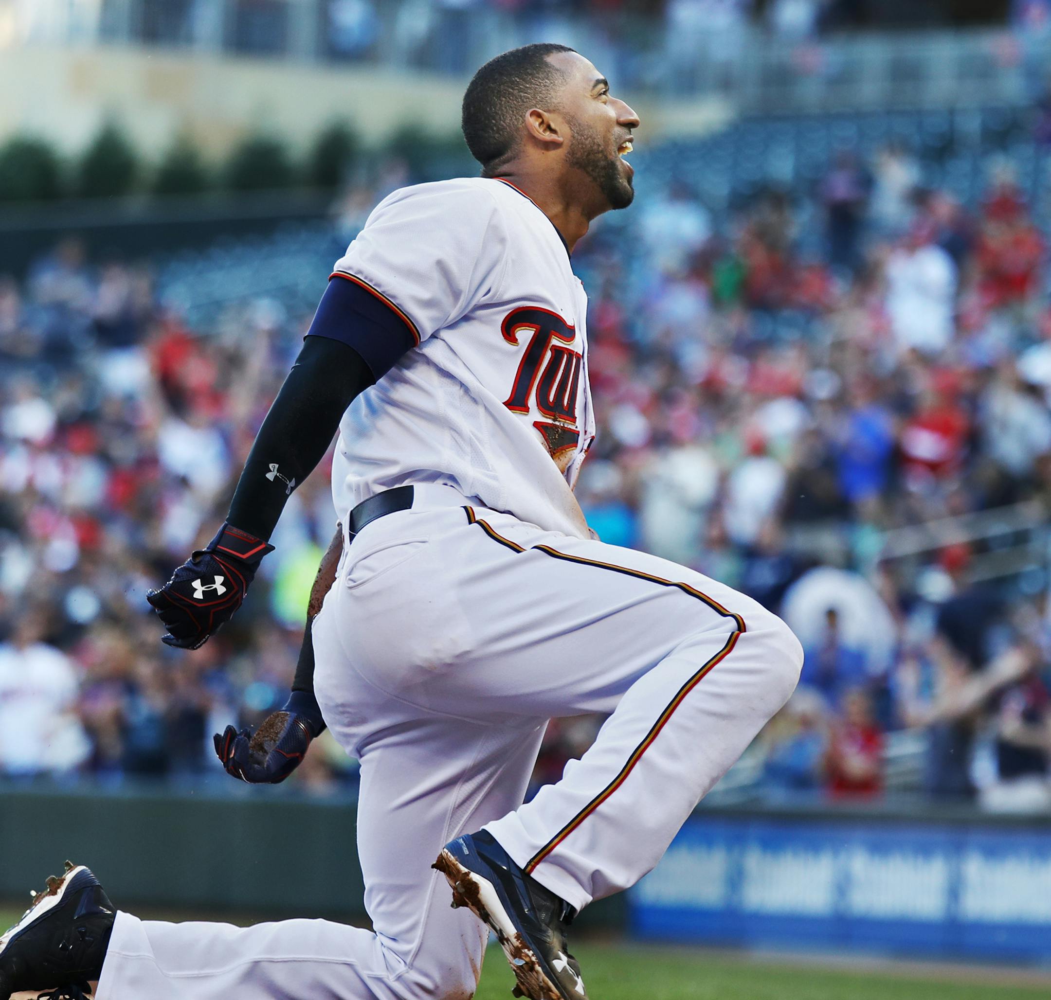 Eduardo Nunez(9) hit an inside the park HR in the first inning.] At Target Field in a game between the Tampa Bay Rays and the Twins. Richard Tsong-Taatarii/rtsong-taatarii@startribune.com