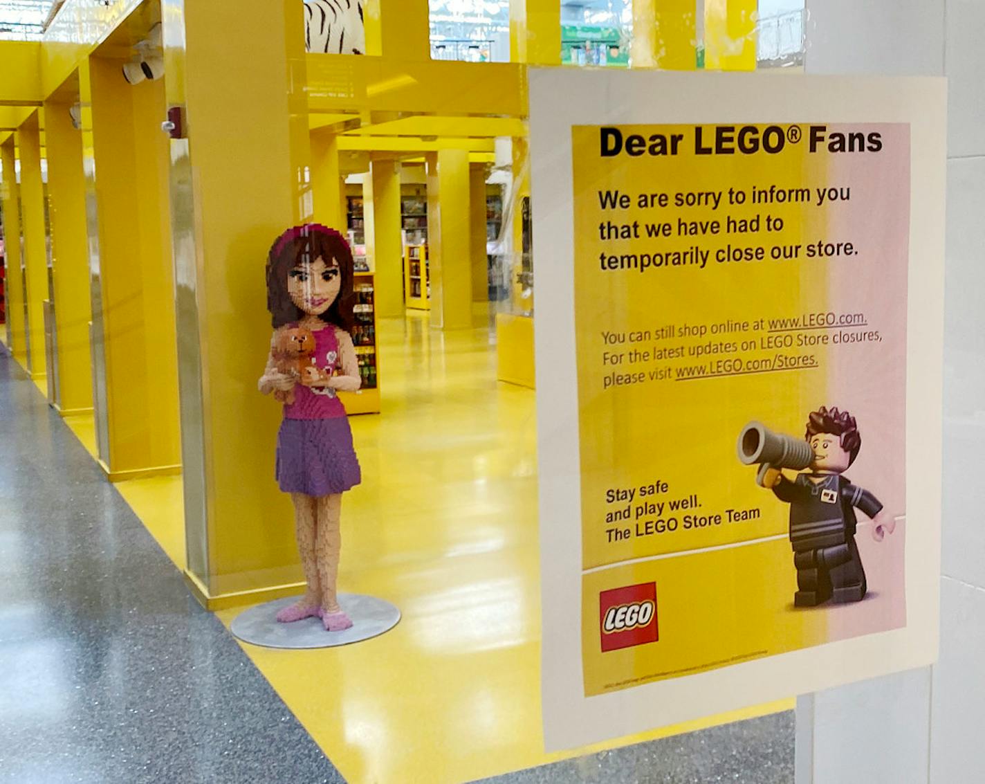 The Mall of America, including the Lego Store, is closing temporarily.