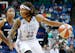 The Lynx's Seimone Augustus drove around Indiana's Briann January in the second half in Game 1 of the WNBA Finals. Lynx coach Cheryl Reeve says the te