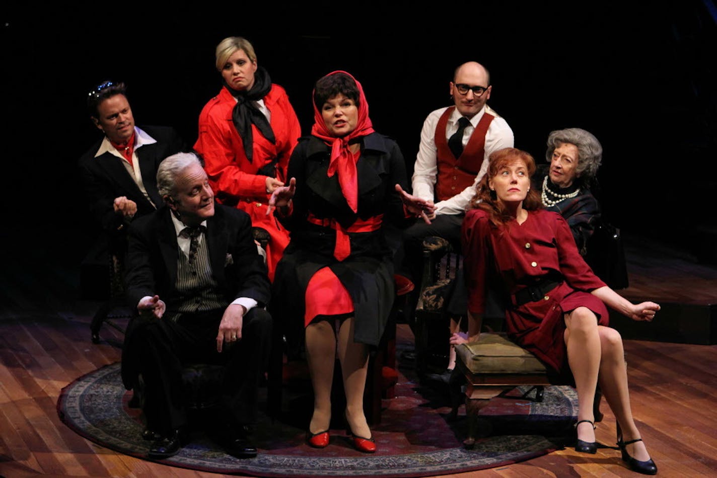 Jennifer Maren (center, as Marjorie) and the cast of "Glensheen" at the Minnesota History Theatre.