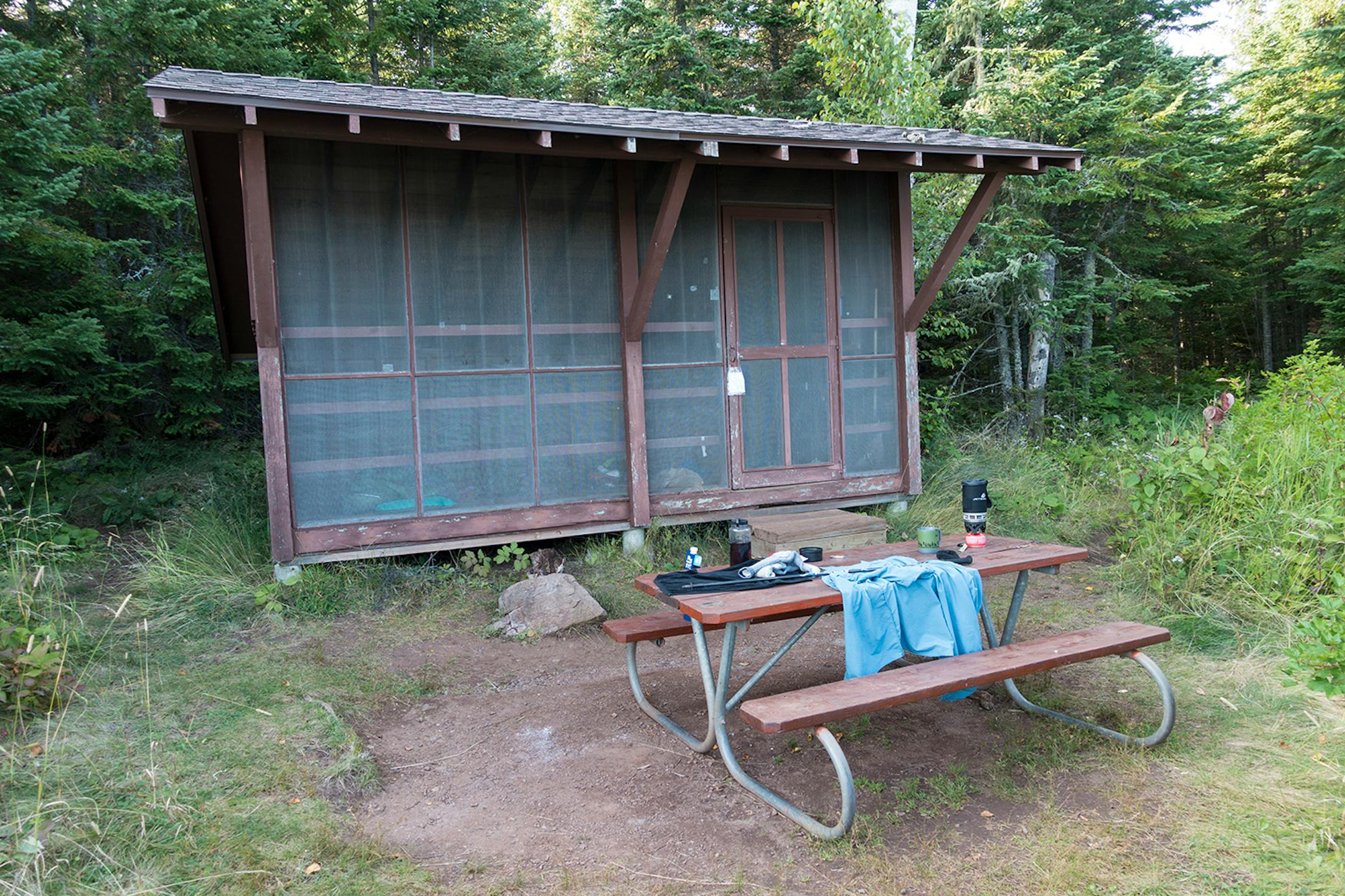 Shelters are found at some of the island's campsites.