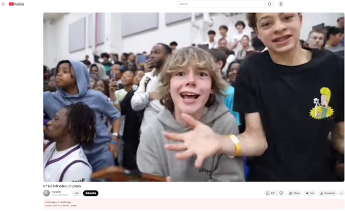 A YouTube screenshot shows two teen or tween boys looking enthusiastically at the camera while gesticulating with their hands.