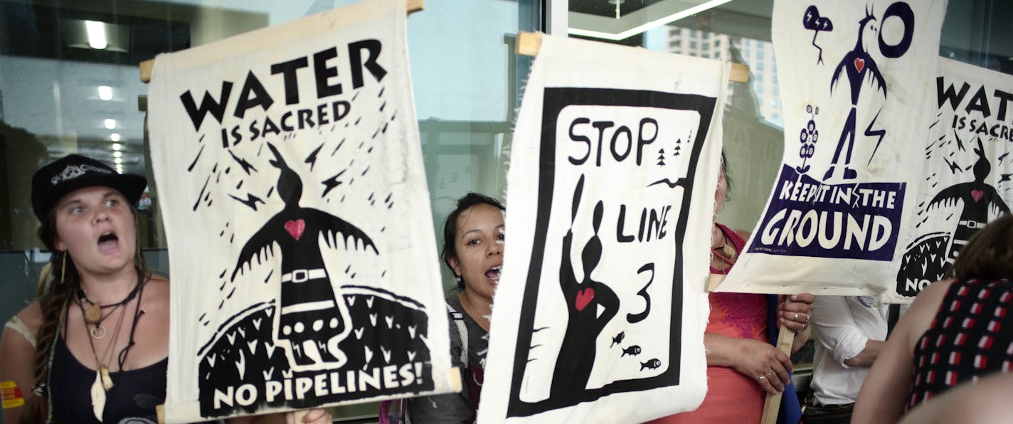 Activists expressed their displeasure at the Line 3 decision.]The Public Utilities Commission has made a decision to approve a new Enbridge Line 3 Pipeline. Richard Tsong-Taatarii&#xef;rtsong-taatarii@startribune.comThe Public Utilities Commission voted 5-0 in favor of granting Enbridge a "certificate of need" to build its controversial $2.6 billion replacement for its 1960s-vintage Line 3. They said the decaying state of the company's current Line 3 drove their decision.