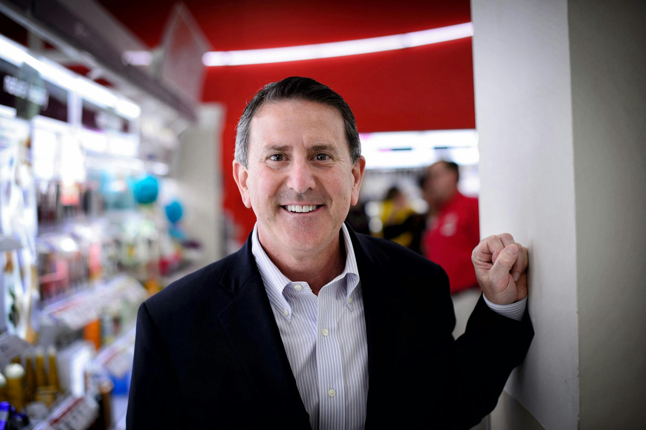 Brian Cornell, Target's new CEO, toured the Nicollet Mall Target store in downtown Minneapolis with store team leader Murray Williams on Thursday, Aug. 14, 2014.