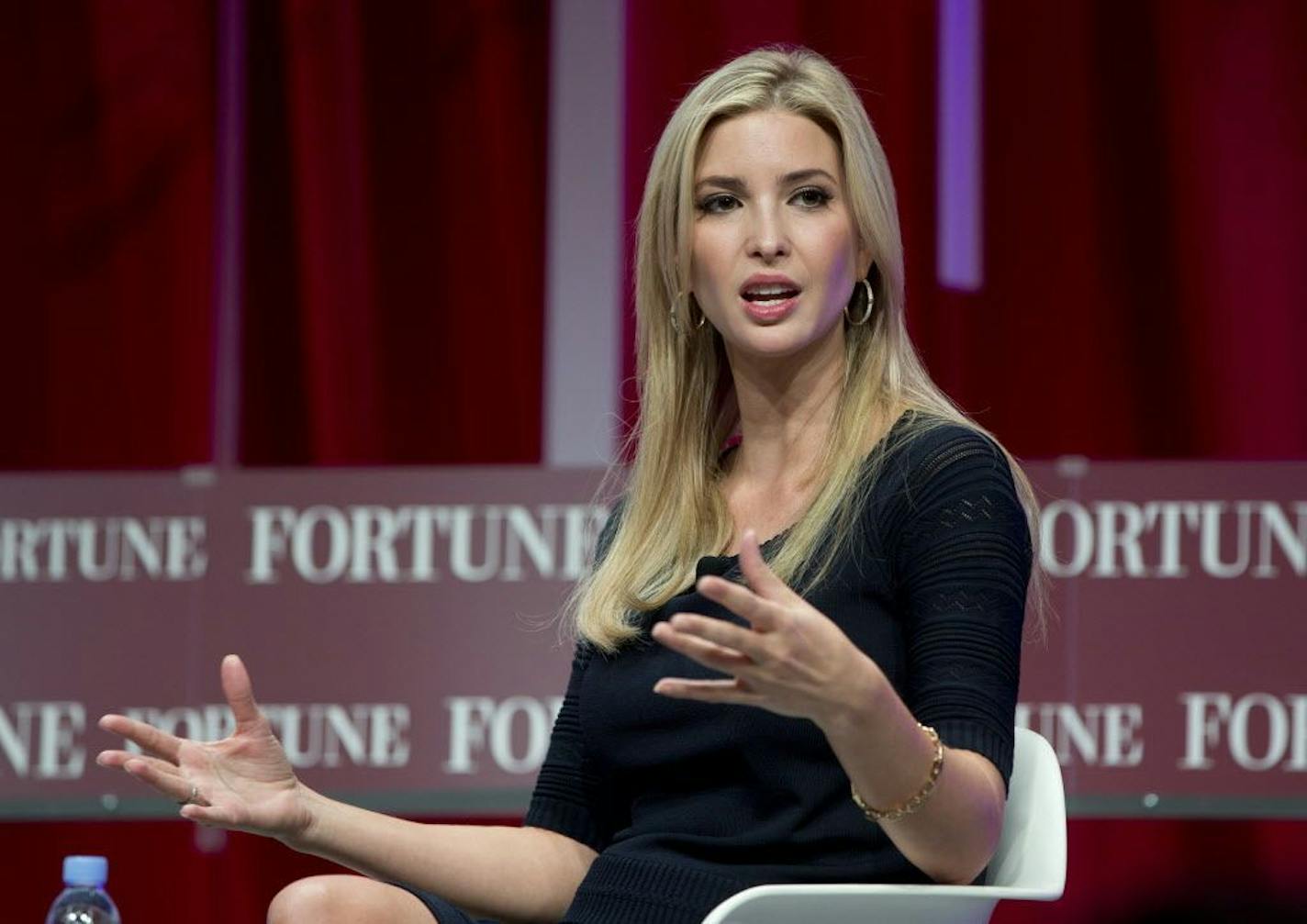 Ivanka Trump, daughter of Republican presidential candidate Donald Trump, founder and CEO, Ivanka Trump Collection and executive vice president Development and Acquisitions The Trump Organization, speaks at the Fortune Most Powerful Women Summit, Wednesday, Oct. 14, 2015, in Washington.