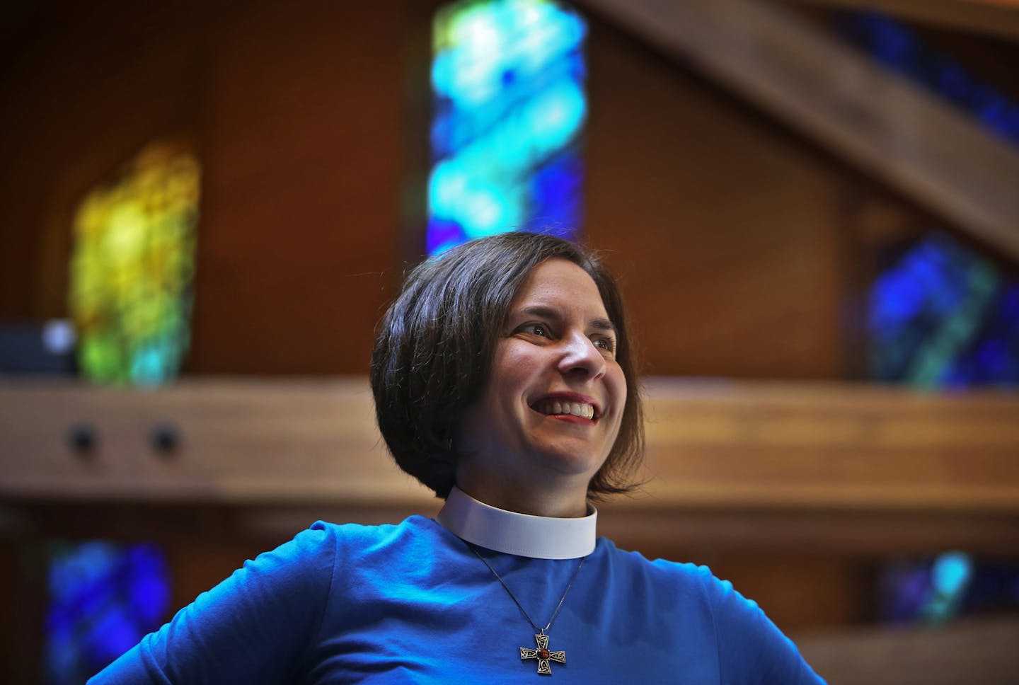 Rev. Joy McDonald Coltvet is senior pastor of Lutheran Church of Peace in Maplewood where they will be hosting an event this Sunday and McDonald Colvet expects about 200 people at the anniversary celebration. She was photographed in the Lutheran Church of Peace sanctuary Friday, Sept. 6, 2013, in Maplewood, MN.](DAVID JOLES/STARTRIBUNE) djoles@startribune.com The Evangelical Lutheran Church in America turns 25, and the anniversary celebration comes at a time of historic change for the largest Lu