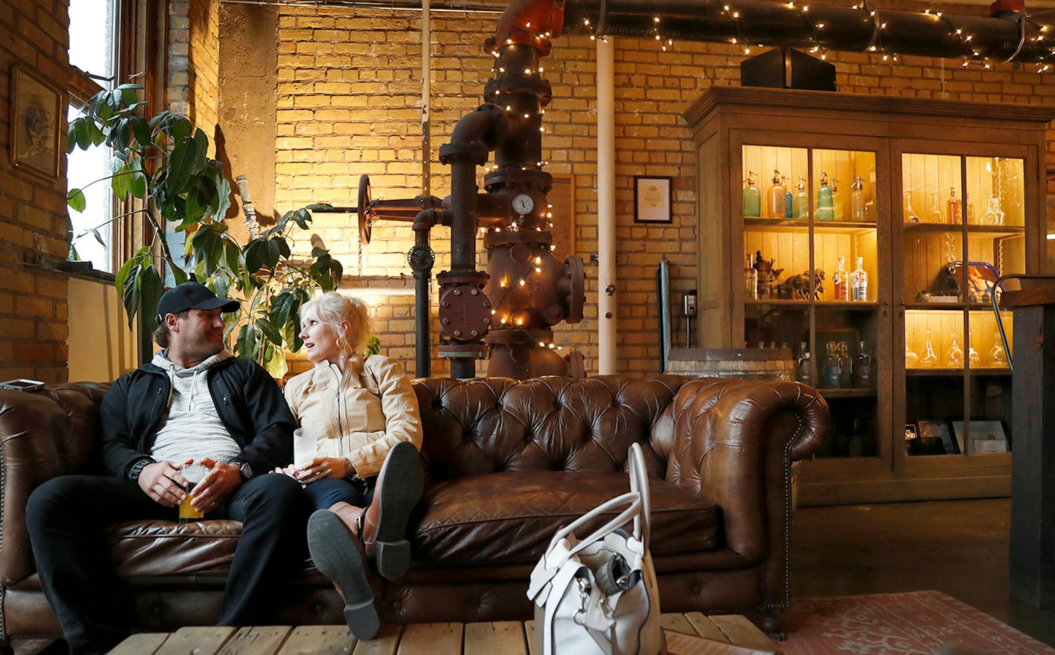 Justin Roth of Alexandria and Melanie Kluck of Duluth enjoyed a drink at Vikre Distillery in the Canal Park area of Duluth.