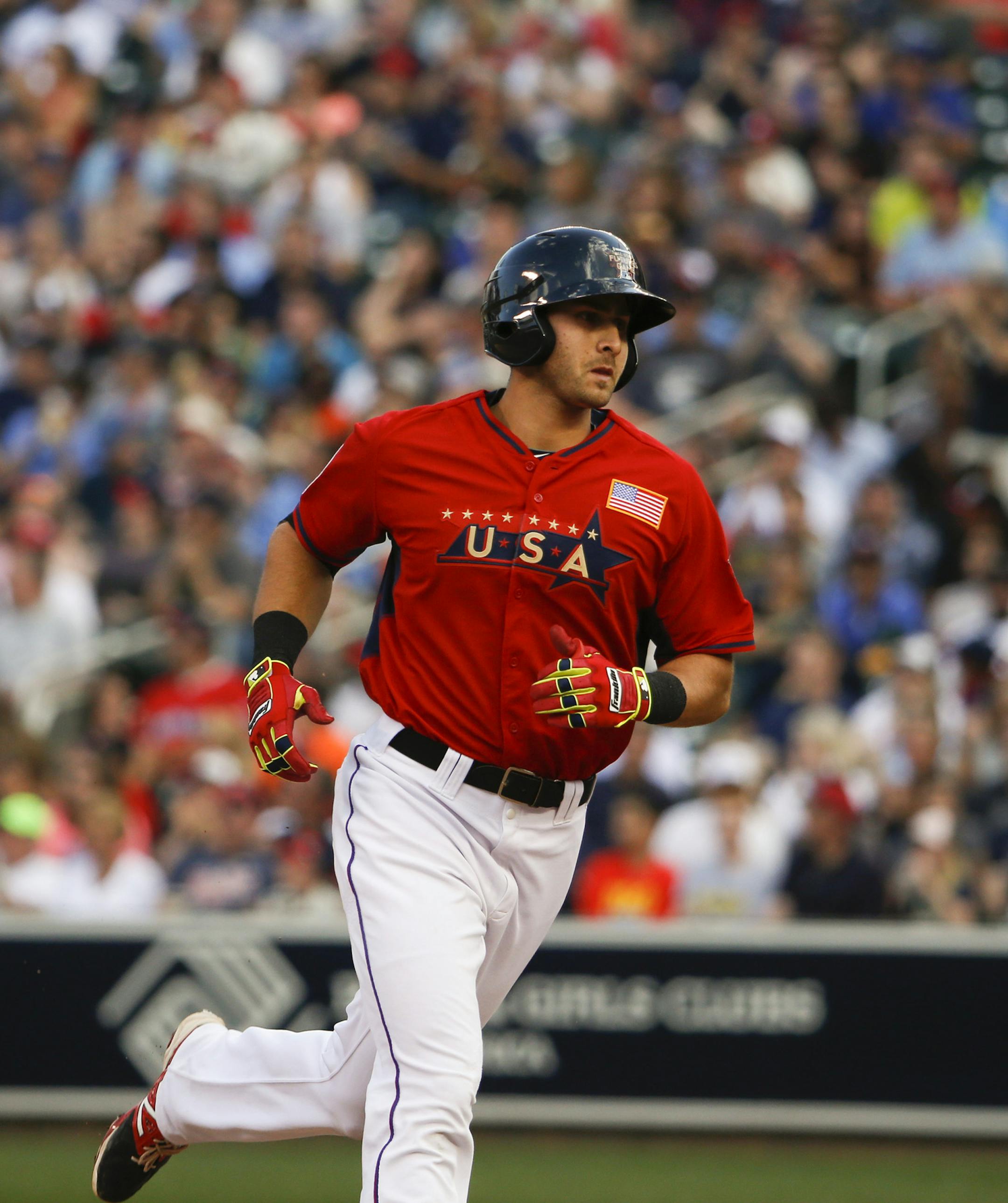 Joey Gallo of the U.S. Team rounded the bases following his sixth inning home run during the Futures Game Sunday afternoon. ] JEFF WHEELER ‚Ä¢ jeff.wheeler@startribune.com The U.S. Team beat the World Team 3-2 in the Futures Game as All-Star week baseball activities kicked off Sunday afternoon, July 13, 2014 at Target Field in Minneapolis.