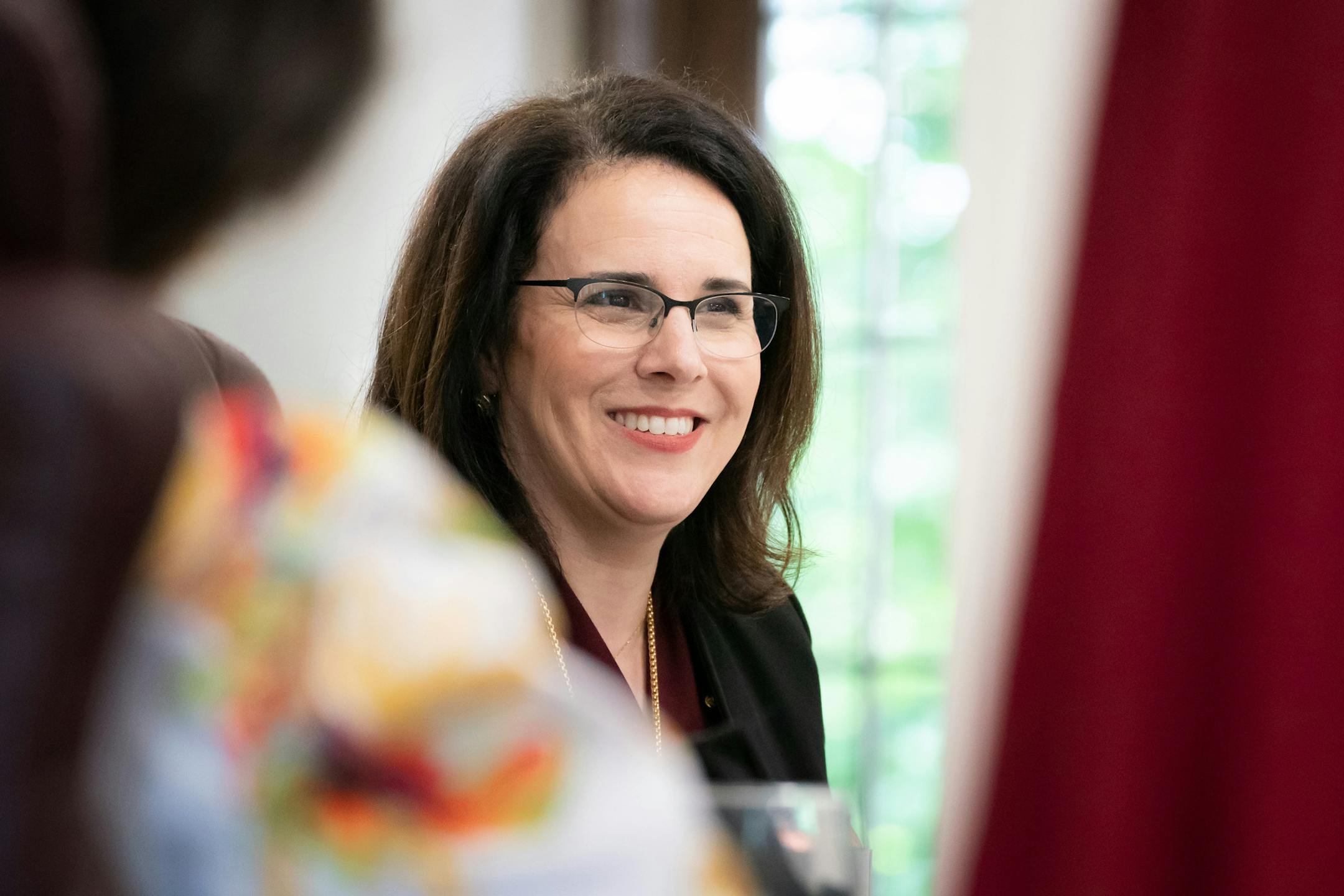 Joan Gabel, the new University of Minnesota president, was on a retreat with the Board of Regents in Faribault in July. On Friday she asked the university system to pay down $6.8 million in debt at the Duluth campus, though $5.2 million in annual spending cuts at UMD will go on as planned.