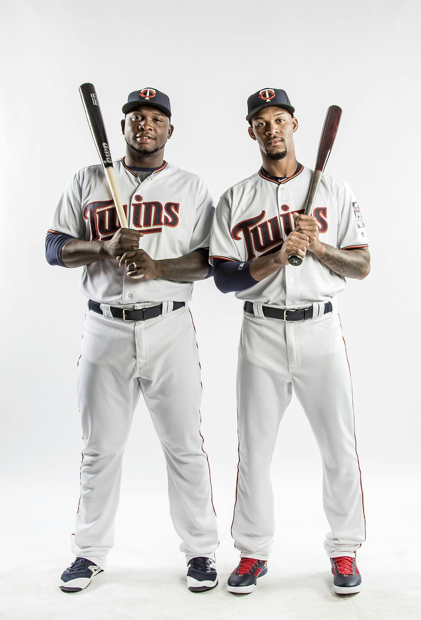 Minnesota Twins Miguel Sano and Byron Buxton. ] CARLOS GONZALEZ cgonzalez@startribune.com - March 1, 2016, Fort Myers, FL, CenturyLink Sports Complex, Minnesota Twins Spring Training, MLB, Baseball, First Full team workout ORG XMIT: MIN1603081558116785