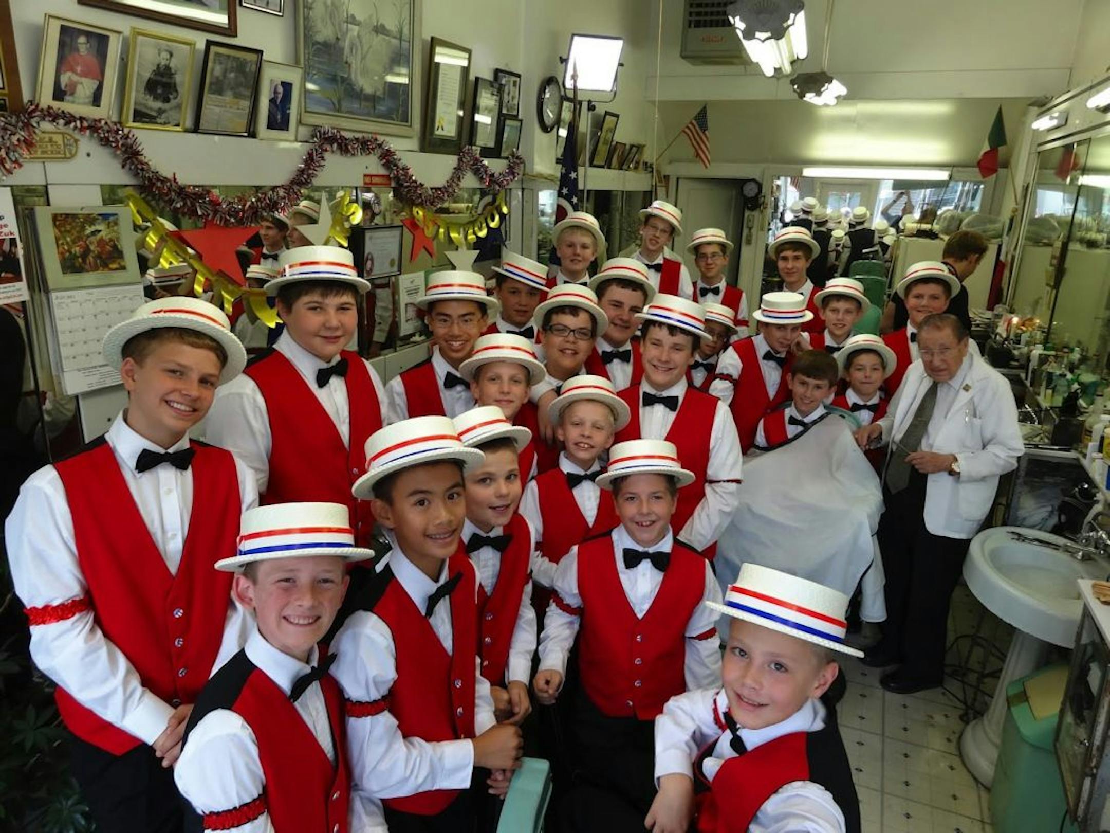 �Photo by Sven Kiesche, courtesy of Vicky Duran� Members of the North Star Boys Choir, decked out in barbershop quartet-style outfits, visited an actual barber shop while in Cincinnati for the World Choir Games. The Maple Grove group competed in a pair of categories: youth choir and, as you might have guessed, barbershop music.