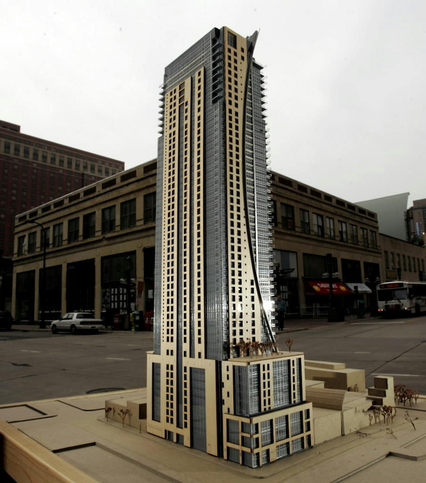 The Nicollet was envisioned as a 56-story condo tower on Nicollet Mall at 10th Street.