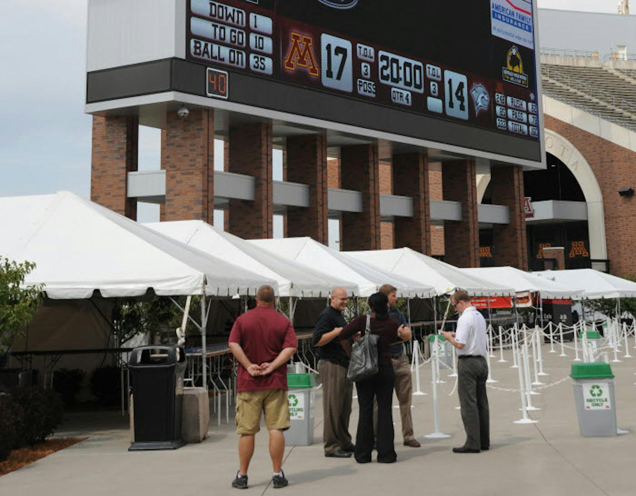 Scott Ellison, associate athletic director, met with reporters at TCF Bank Stadium to discuss the university's new alcohol policy.