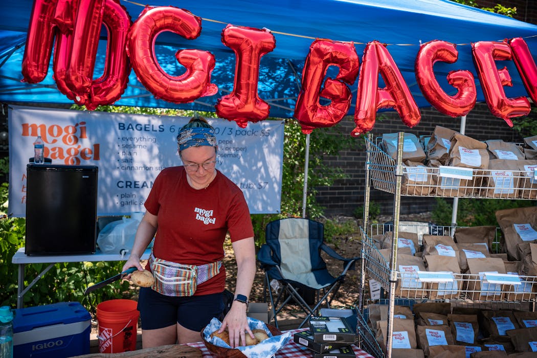 Megan Berray-Larsen, owner of Mogi Bagel, is at the Centennial Lakes Farmers Market in Edina on Thursdays.