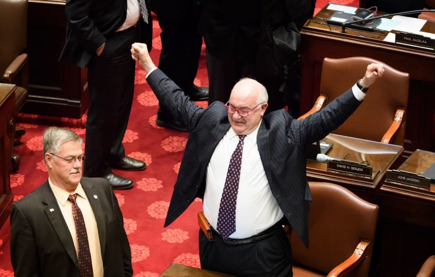 Sen. David Tomassoni, DFL-Chisholm, had a big stretch at 6:59 a.m. as the Senate reached its planned special session adjournment deadline with major bills still unresolved.