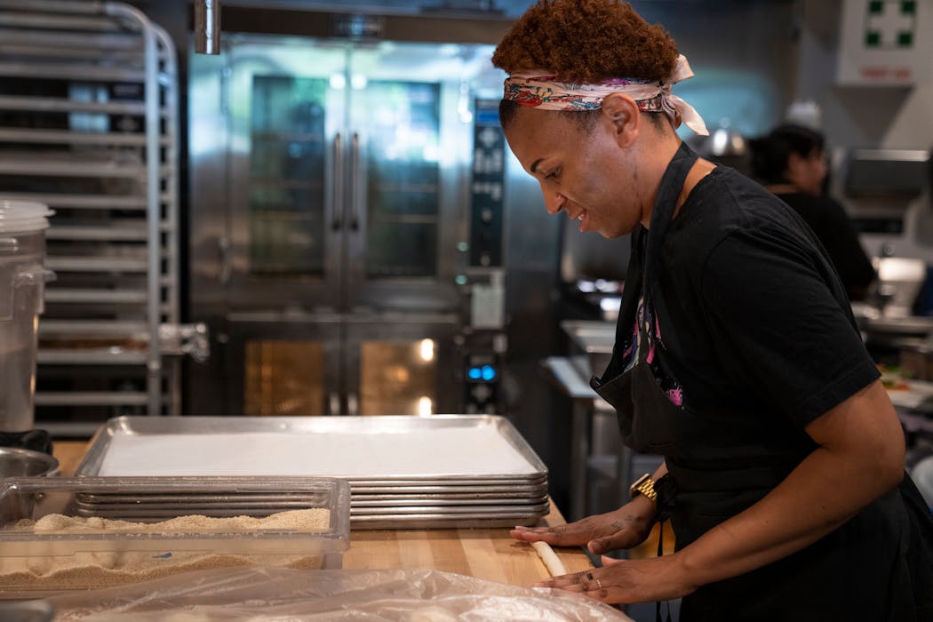 Pastry chef Shawn McKenzie, in the kitchen of the Linden Hills Café Cerés in Minneapolis, also is a co-founder of Cardamom and executive pastry chef at Rustica.