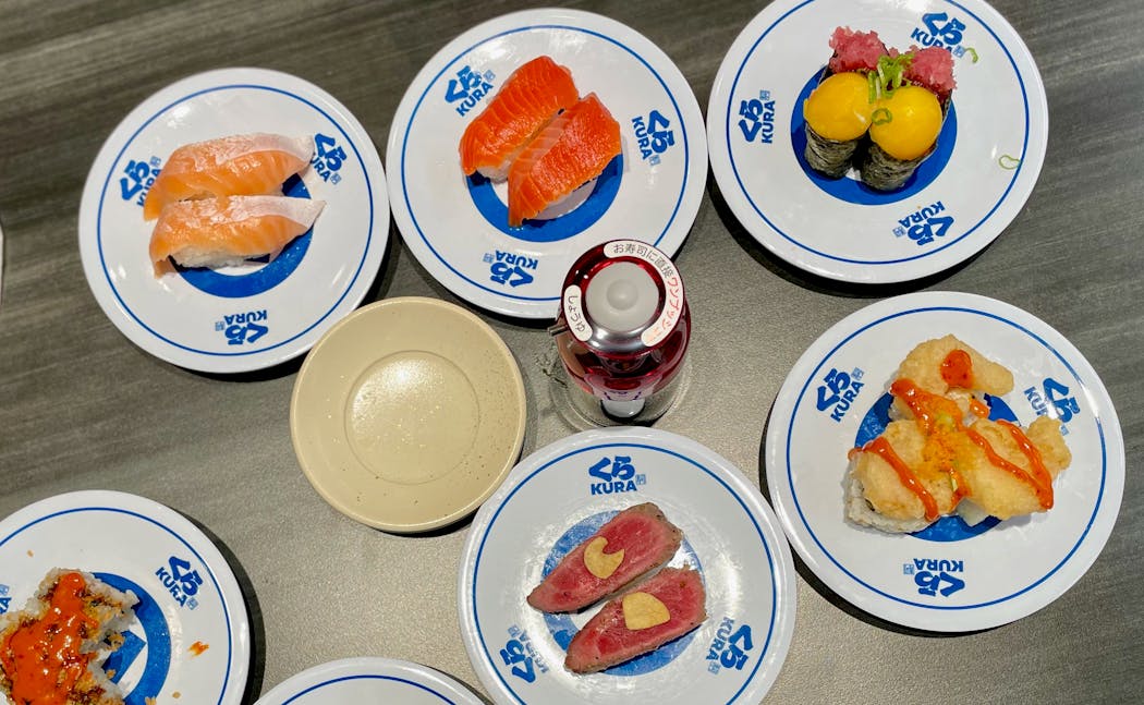 Rotating sushi offerings, beverage robots and empty plate plinko are just some of the fun at Kura Sushi.
