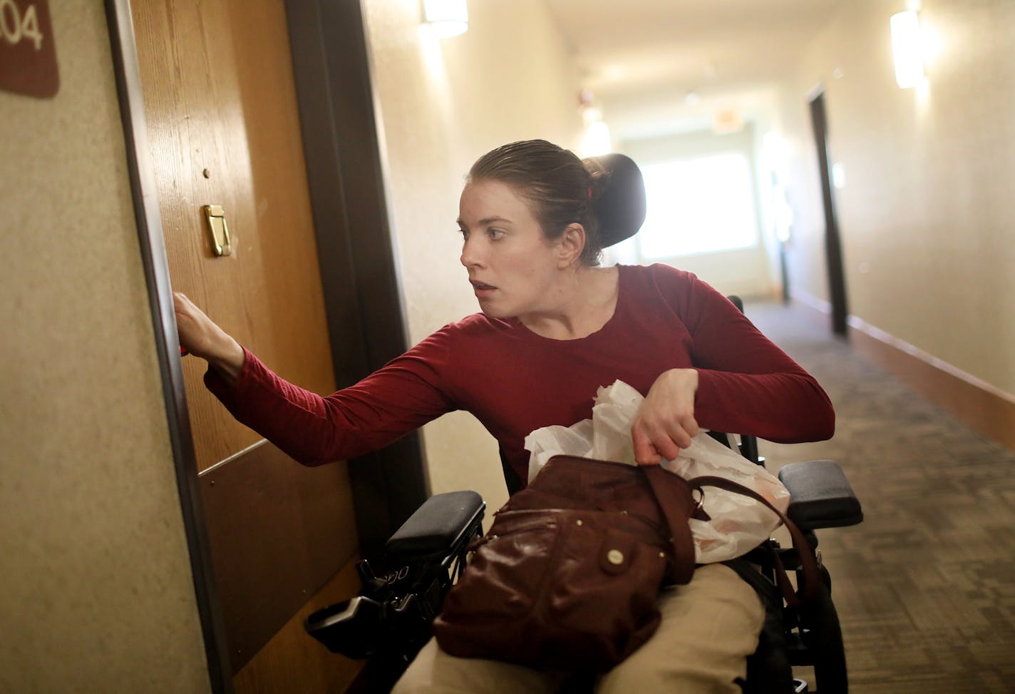 Lauren Thompson said a shortage of home care workers forced her to move into an assisted-living facility on the outskirts of Champlin, where she is isolated from her friends, family and her political advocacy work.