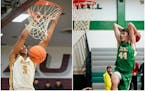Senior Daniel Freitag of Breck and ninth-grader Vinny Conlin of Edina are thought to be the best young dunkers in Minnesota.