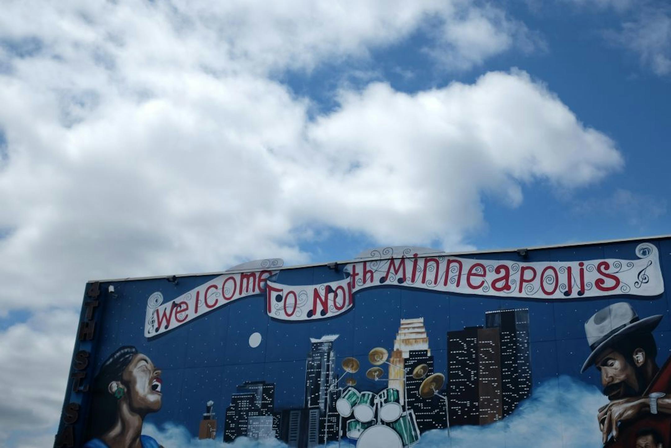 A mural painted on the wall at Fourth Street Saloon welcomed people to North Minneapolis Thursday afternoon.