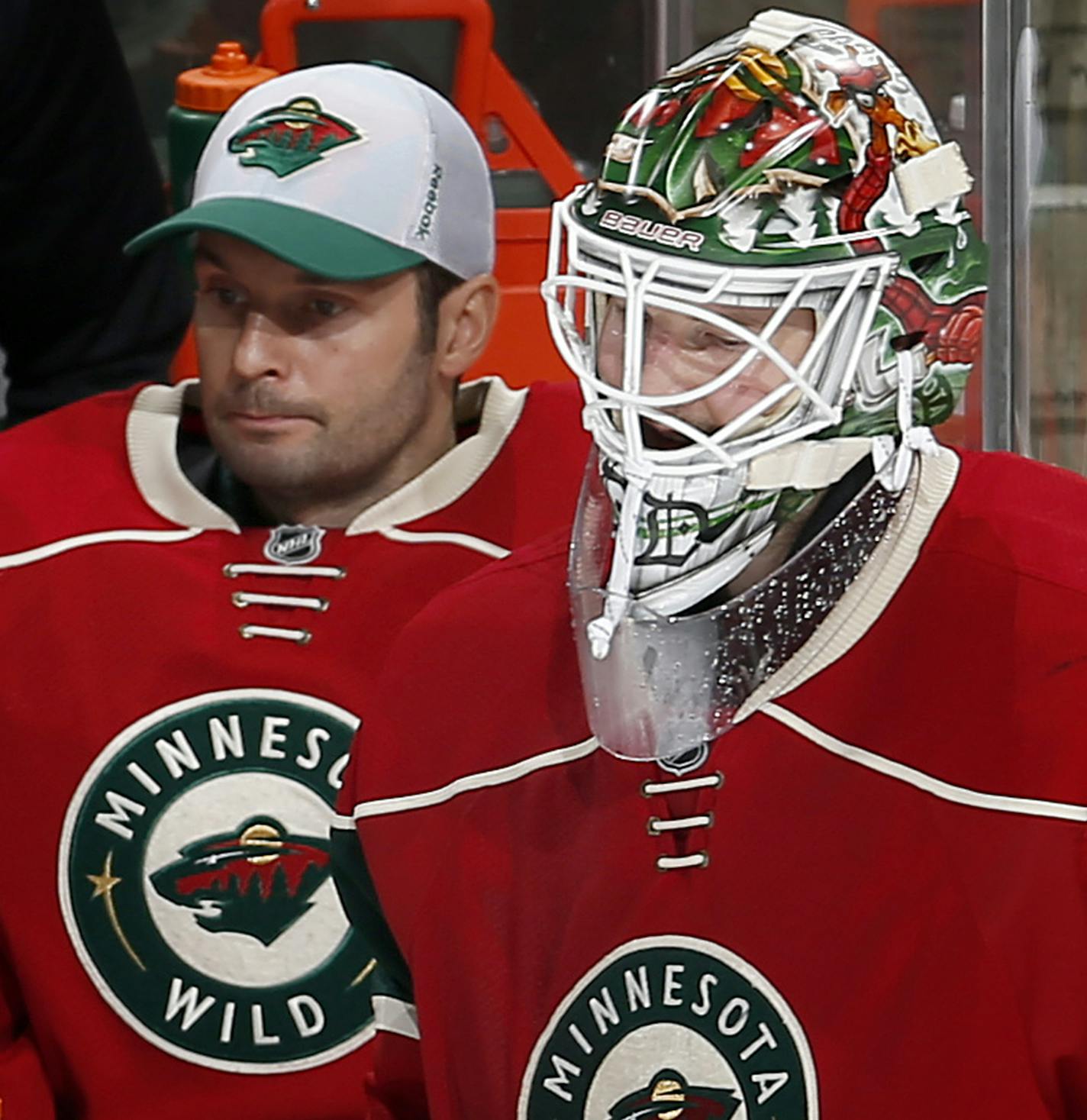 Minnesota Wild goalies Niklas Backstrom (32) and Devan Dubnyk (40). ] CARLOS GONZALEZ cgonzalez@startribune.com, February 9, 2015, St. Paul, Minn., Xcel Energy Center, NHL, Minnesota Wild vs. Vancouver Canucks