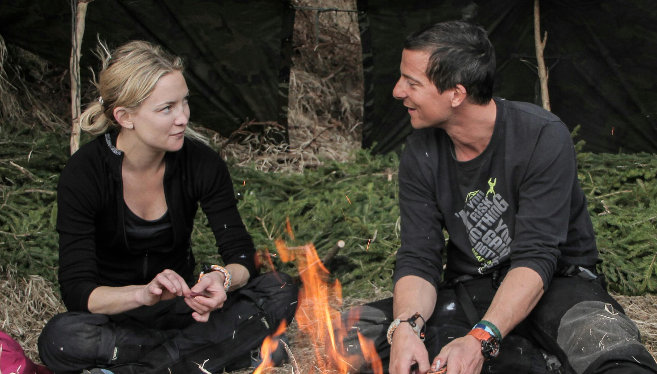 RUNNING WILD WITH BEAR GRYLLS -- "Kate Hudson" Episode 203 -- Pictured: (l-r) Kate Hudson, Bear Grylls -- (Photo by: Mark Challender/NBC) ORG XMIT: Season:2