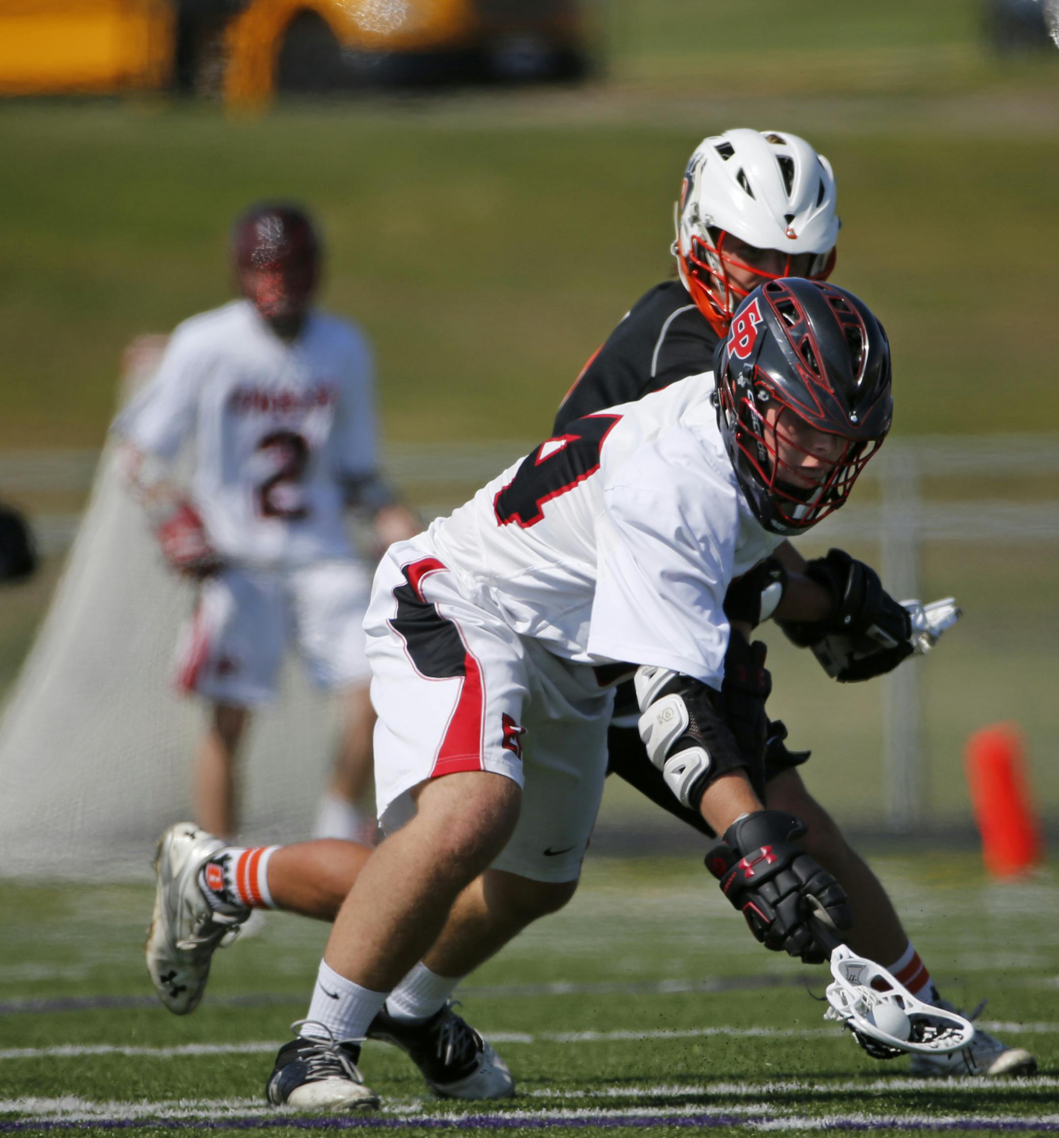 At Chaska H.S. in a playoff game between White Bear Lak and Eden Prairie, Ben Campbell(14) gets control of the ball for Eden Prairie .]richard.tsong-taatarii/rtsong-taatarii@startribune.com