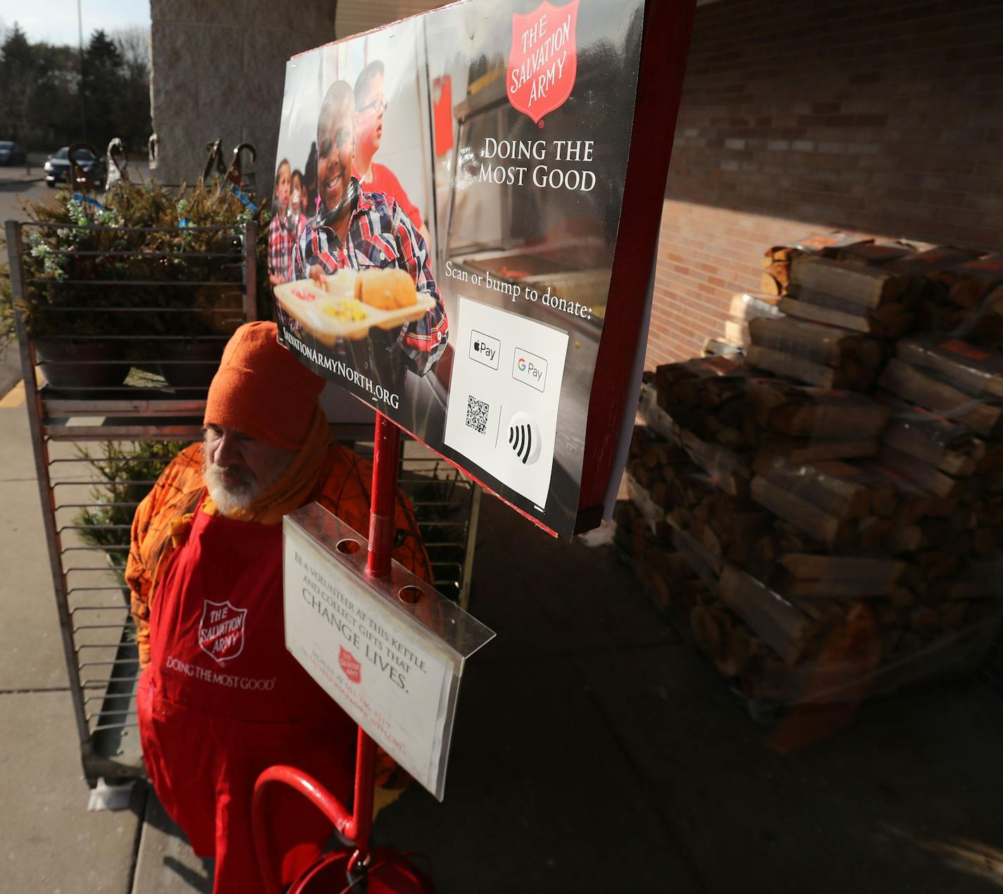 Salvation Army red kettle bell ringer Douglas Schandler, shown in 2019 at the Cub Foods in Roseville.