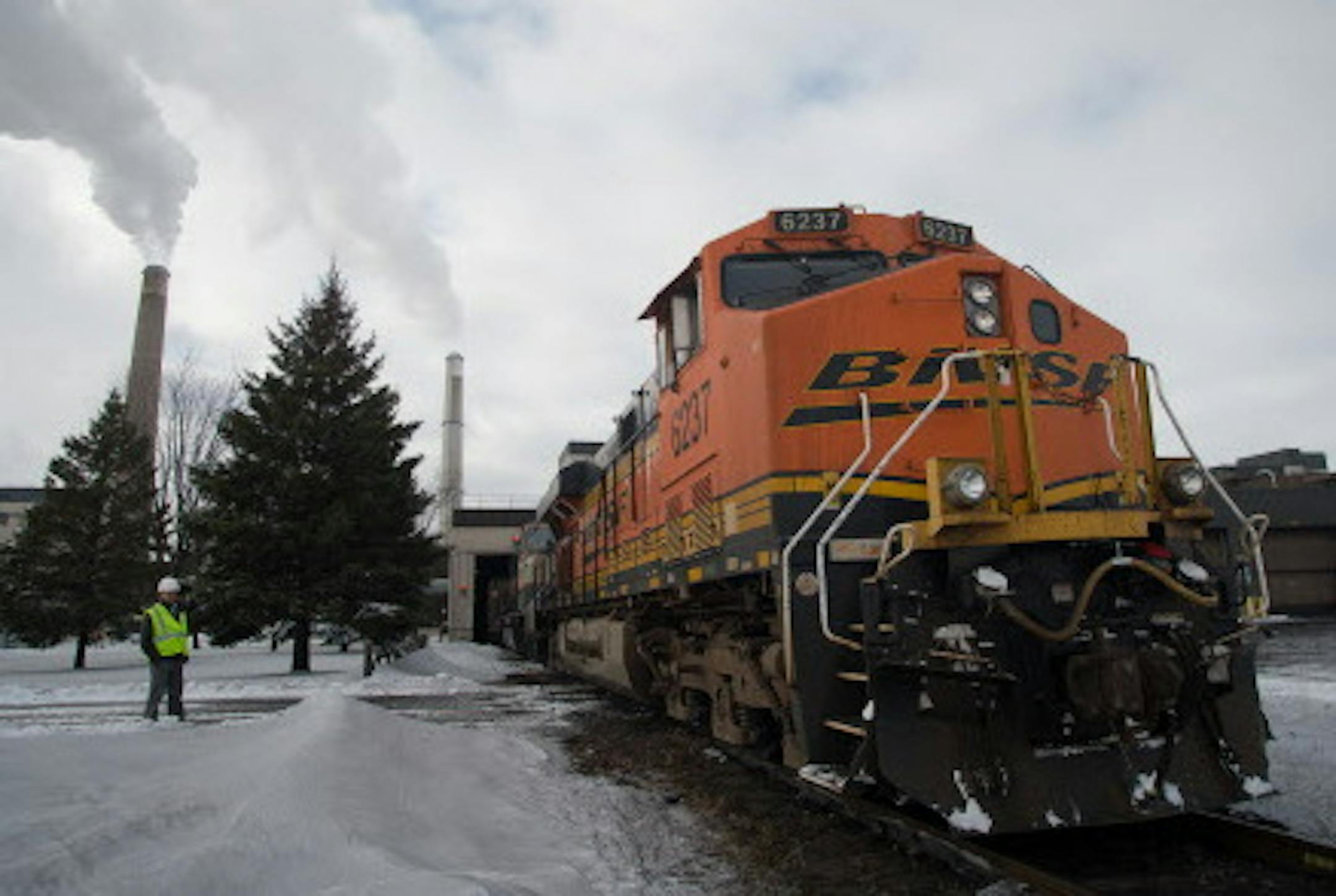 A locomotive pulls coal cars through the dumper station to be unloaded Wednesday at the Sherburne County Generating Station. Each train is roughly a mile long and consists of more than one hundred cars. AARON LAVINSKY ¬• aaron.lavinsky@startribune.com Minnesota power companies have shuttered four smaller power plants and warn that supplies of coal to some of the largest, most important plants are dwindling as BNSF Railway's rail delivery problems persist. Photographs taken at Sherbur