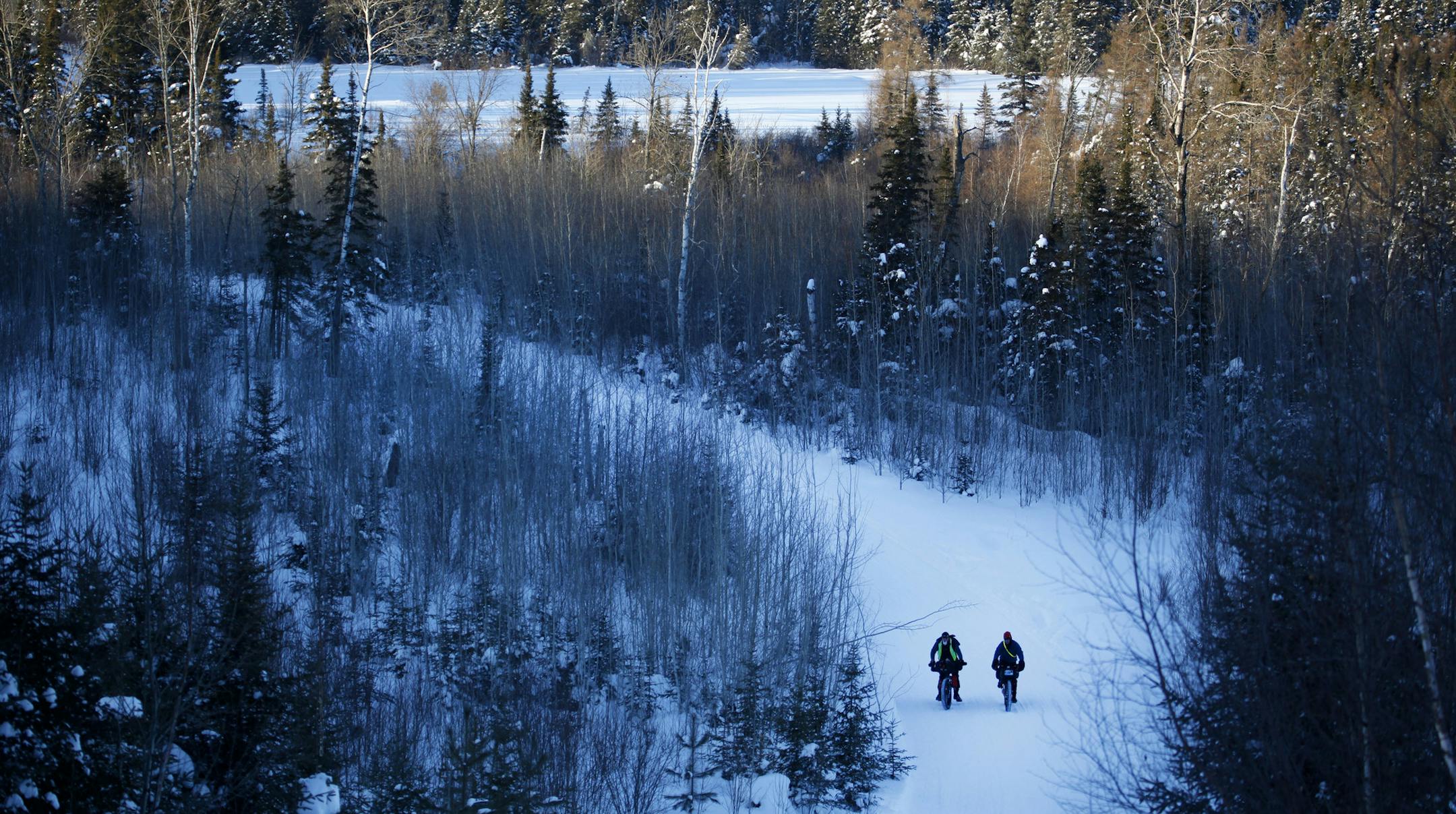 BRIAN PETERSON ‚Ä¢ brianp@startribune.com INTERNATIONAL FALLS, MN - January 31-Feb. 2nd ] The Arrowhead 135 Ultra Marathon, from International Falls to Tower Minnesota, follows the scenic and rugged Arrowhead State Snowmobile Trail and attracts some of the best ultra-athletes in the world. Competitiers can Bike, run or ski the 135 mile race that challenges the body and the mind and presents participants with some of the coldest conditions in ultra marathon racing. (IN THIS PHOTO