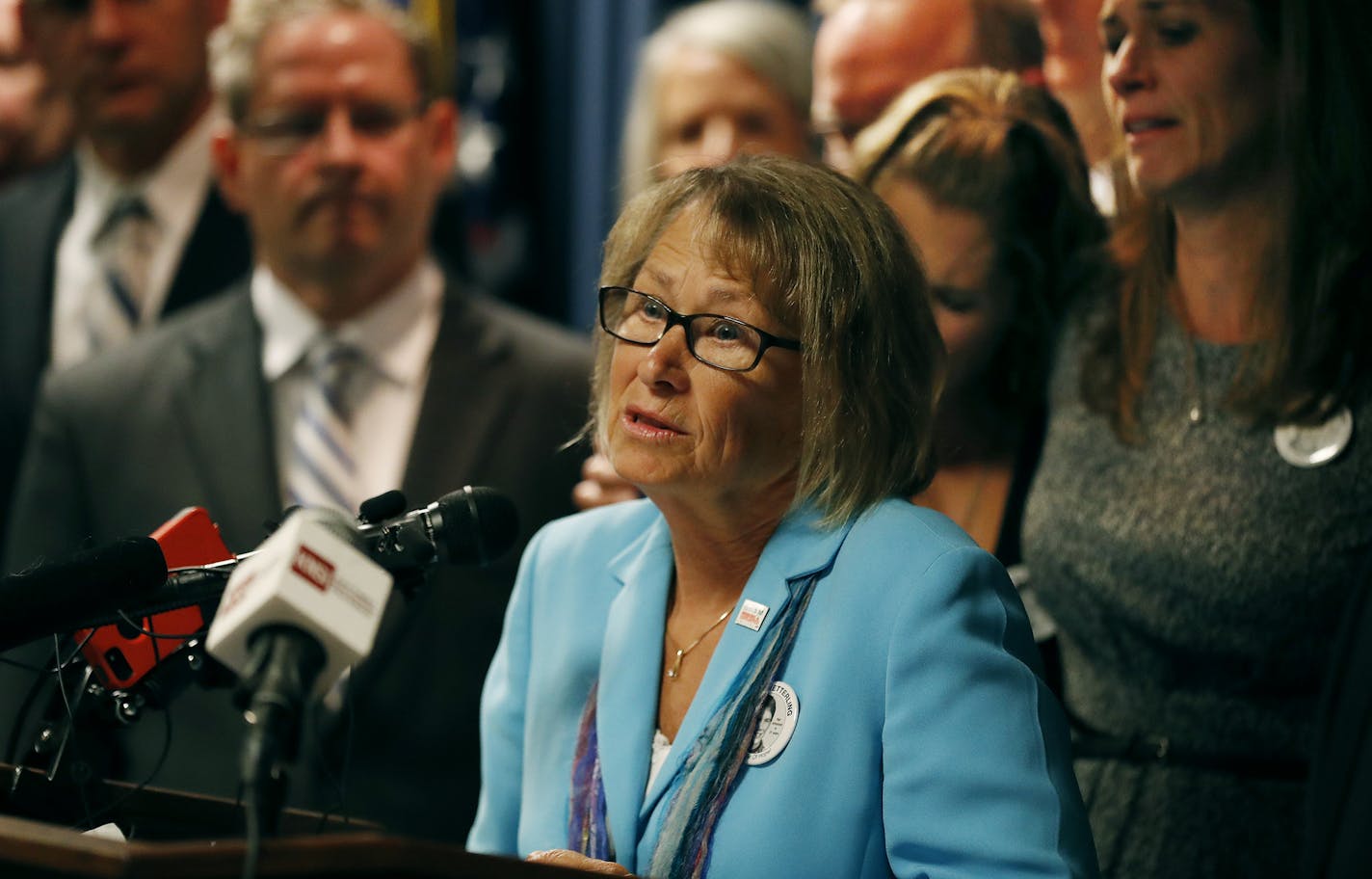 Patty Wetterling spoke a new conference Tuesday September 6, 2016 in Minneapolis, MN.