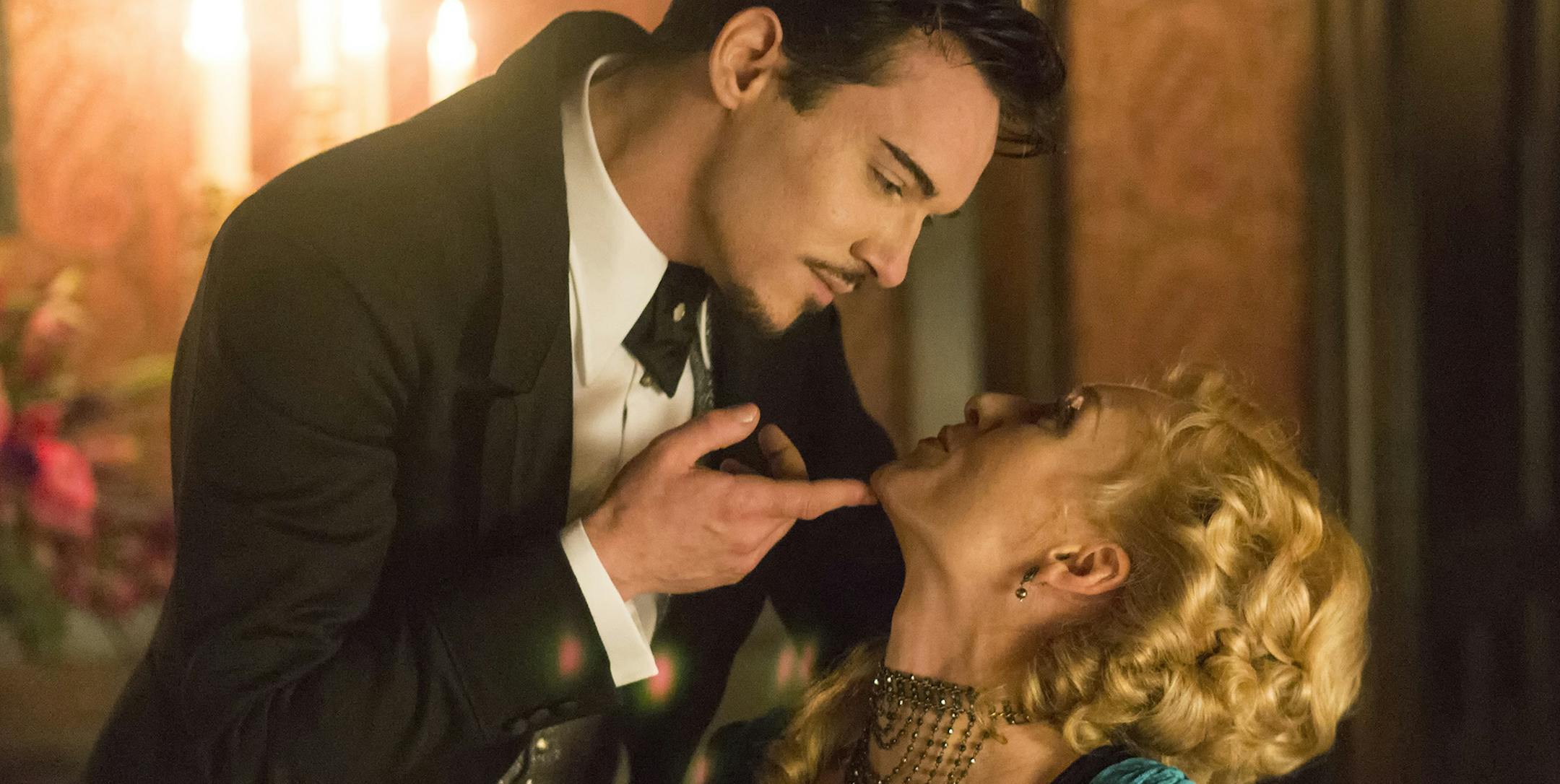 DRACULA -- Episode 2 -- Pictured: (l-r) Jonathan Rhys Meyers as Alexander Grayson, Victoria Smurfit as Lady Jayne Wetherby -- (Photo by: Jonathon Hession/NBC) ORG XMIT: Season:1
