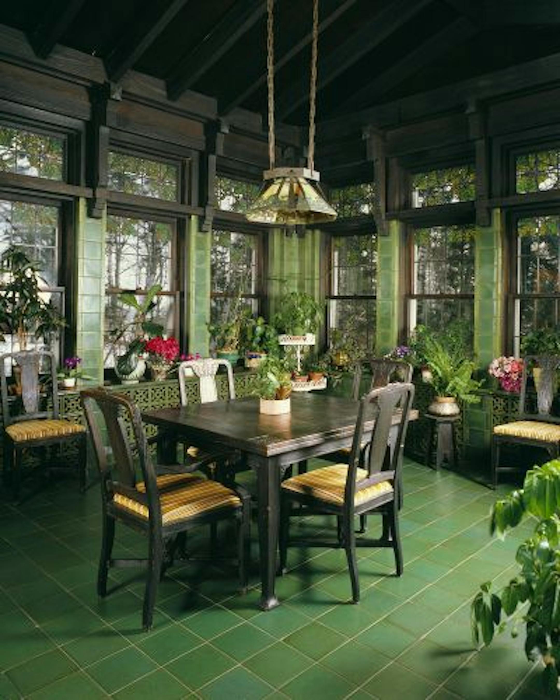 The tiled Arts & Crafts-style breakfast room still looks much like it did when it was built.