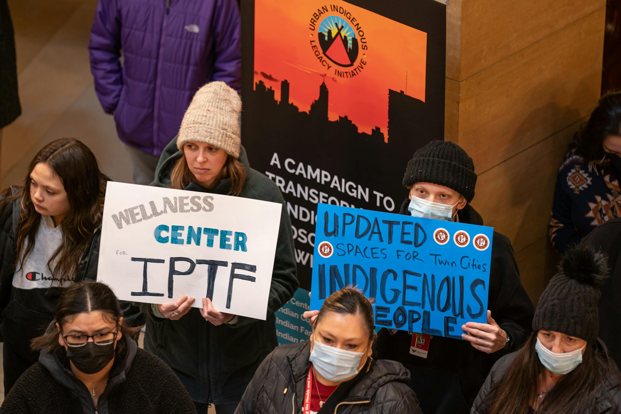 Sixteen Twin Cities American Indian organizations held a rally at the Capitol to highlight the Clyde Bellecourt Urban Indigenous Legacy Initiative, a bill to construct 12 new facilities at a cost of $83.9 million, designed to address disparities facing Native Americans in the Twin Cities, Friday, March 25, 2022, St. Paul, Minn.