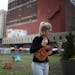 Ukulele instrumentalist Marlowe Teichman played at Central Station block during the lunch hour Wednesday August 9, 2017 in St. Paul, MN.