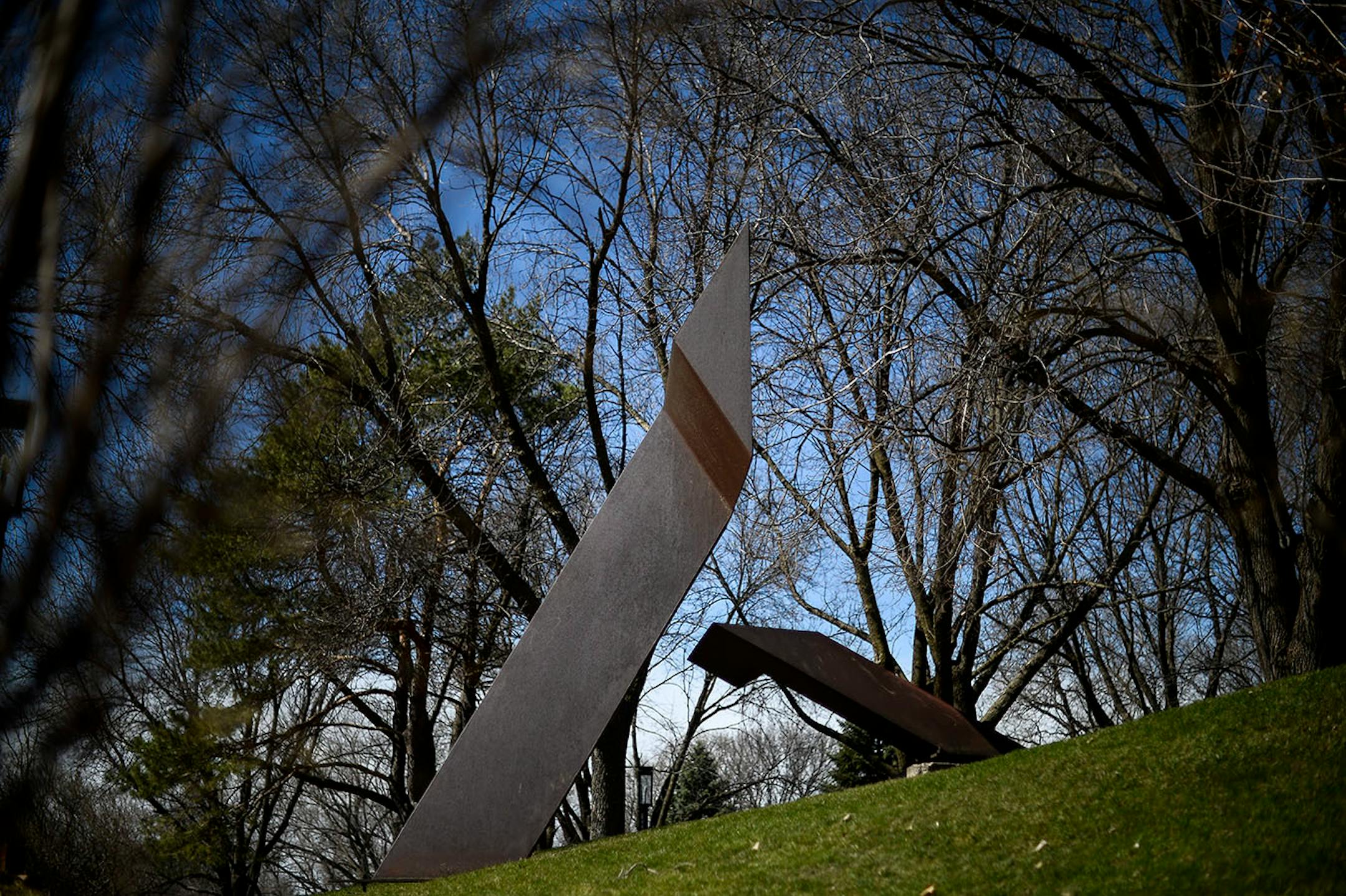 The rusted-steel sculpture near the entrance to the Birnamwood neighborhood in Burnsville.